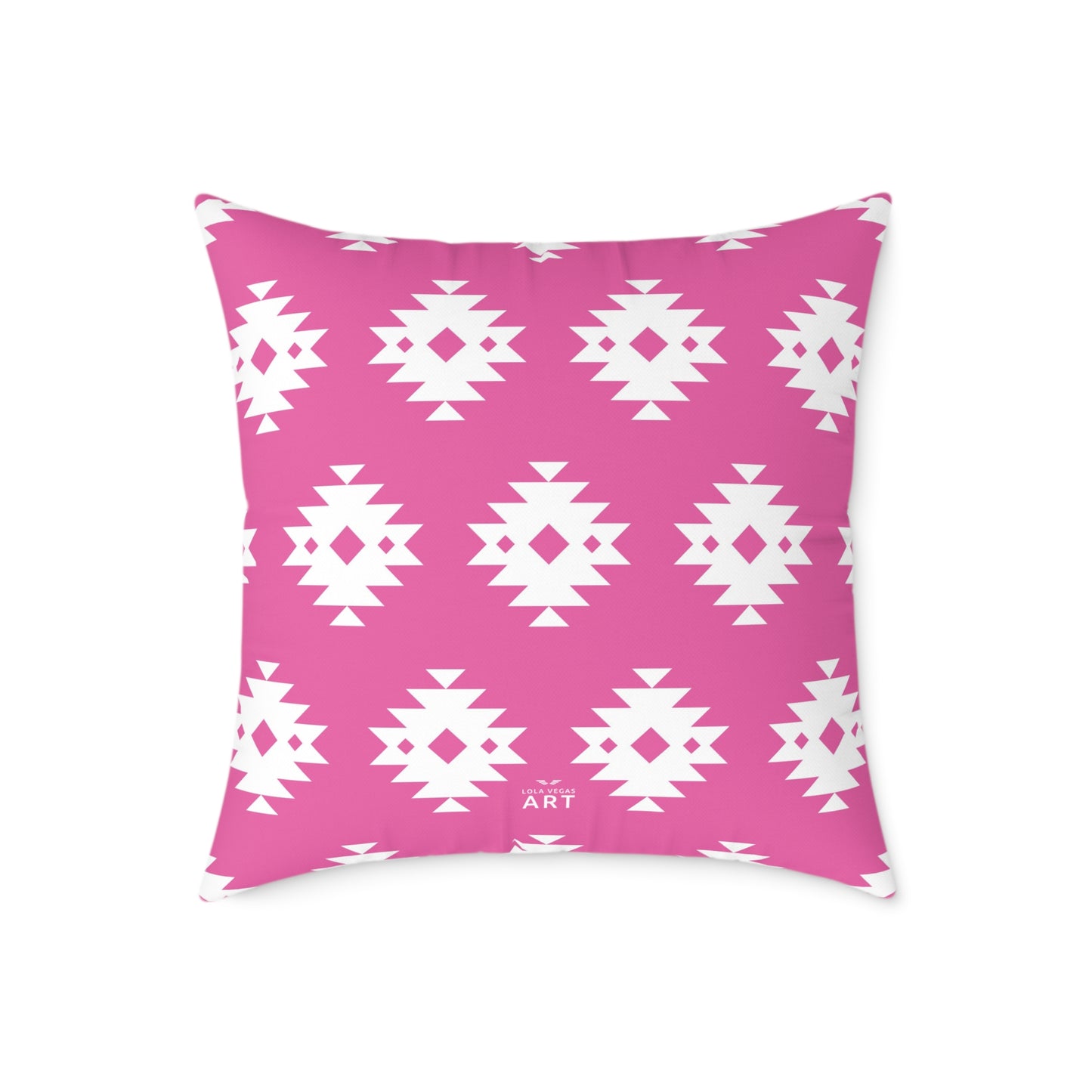 Pink White Boho Aztec Diamond Pattern Pillow | Square Throw Pillow