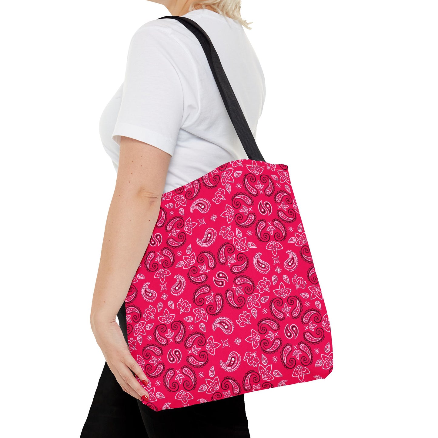 Rose-Red Paisley Pattern Tote Bag | All-Over Print