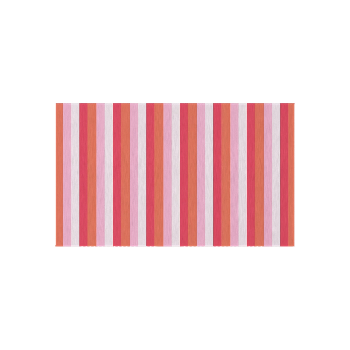 Pink Red Orange White Striped Outdoor/Indoor Rug | Patio Mat, Waterproof Deck Rug
