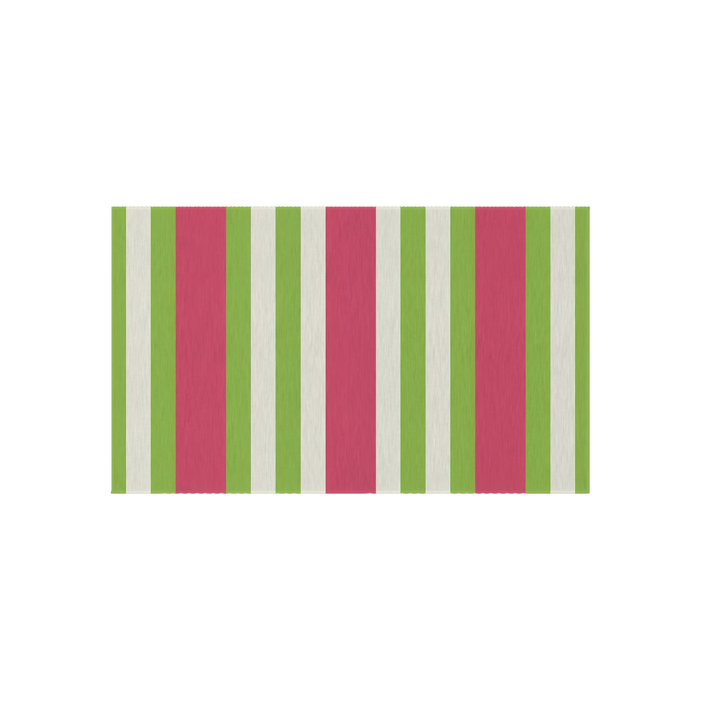 Watermelon Pink and Green Striped Outdoor Rug | Patio Mat