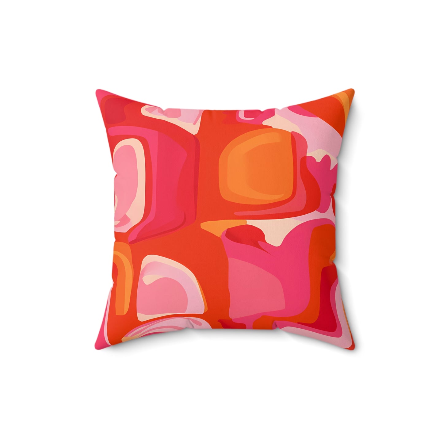 Boho Psychedelic Pillow, Retro Pink Orange Abstract Square Throw Pillow, Home Decor Accent, Bohemian Cushion, Groovy Pillowcase, Hippie