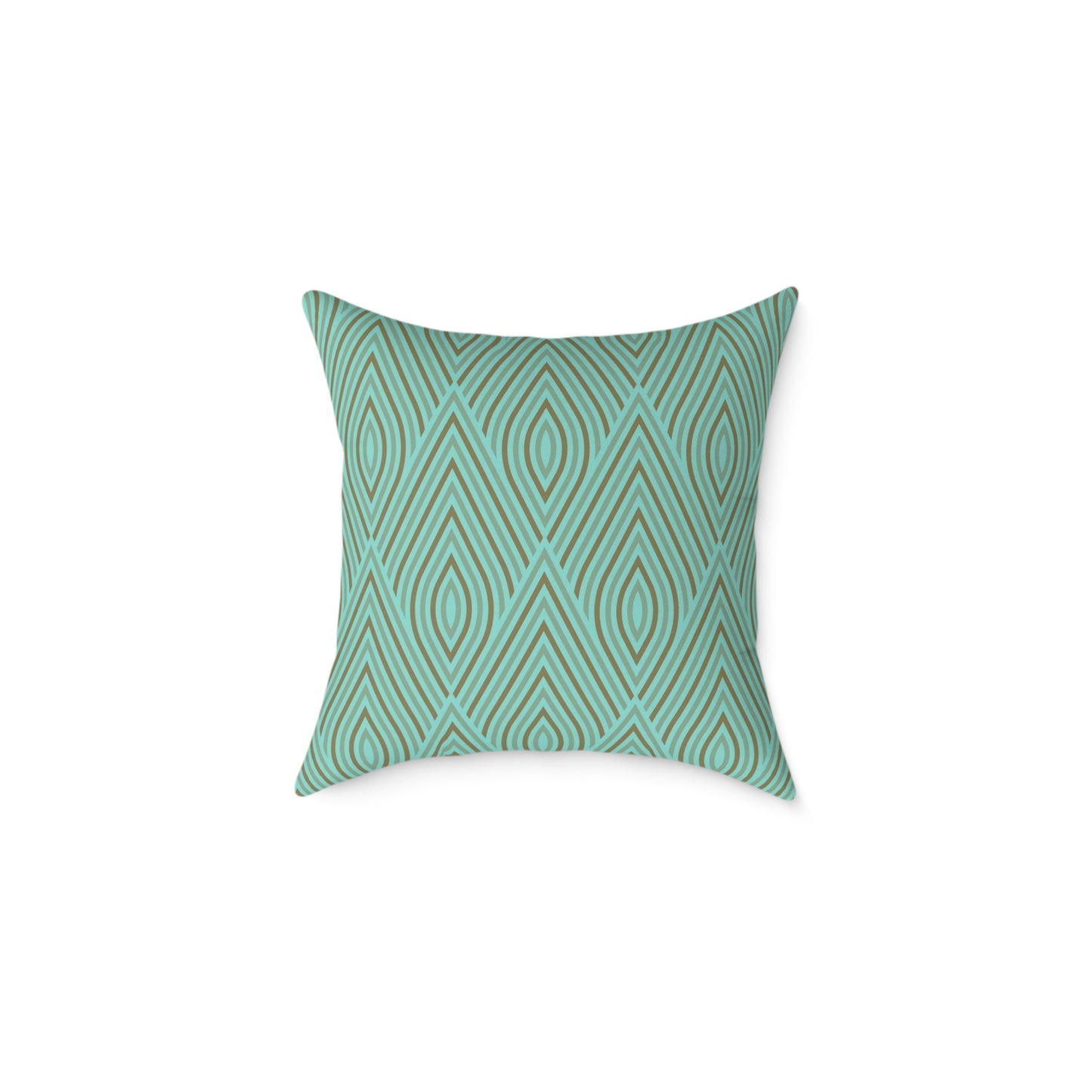 Teal Geometric Diamond Pattern Pillow | Square Poly Canvas Pillow