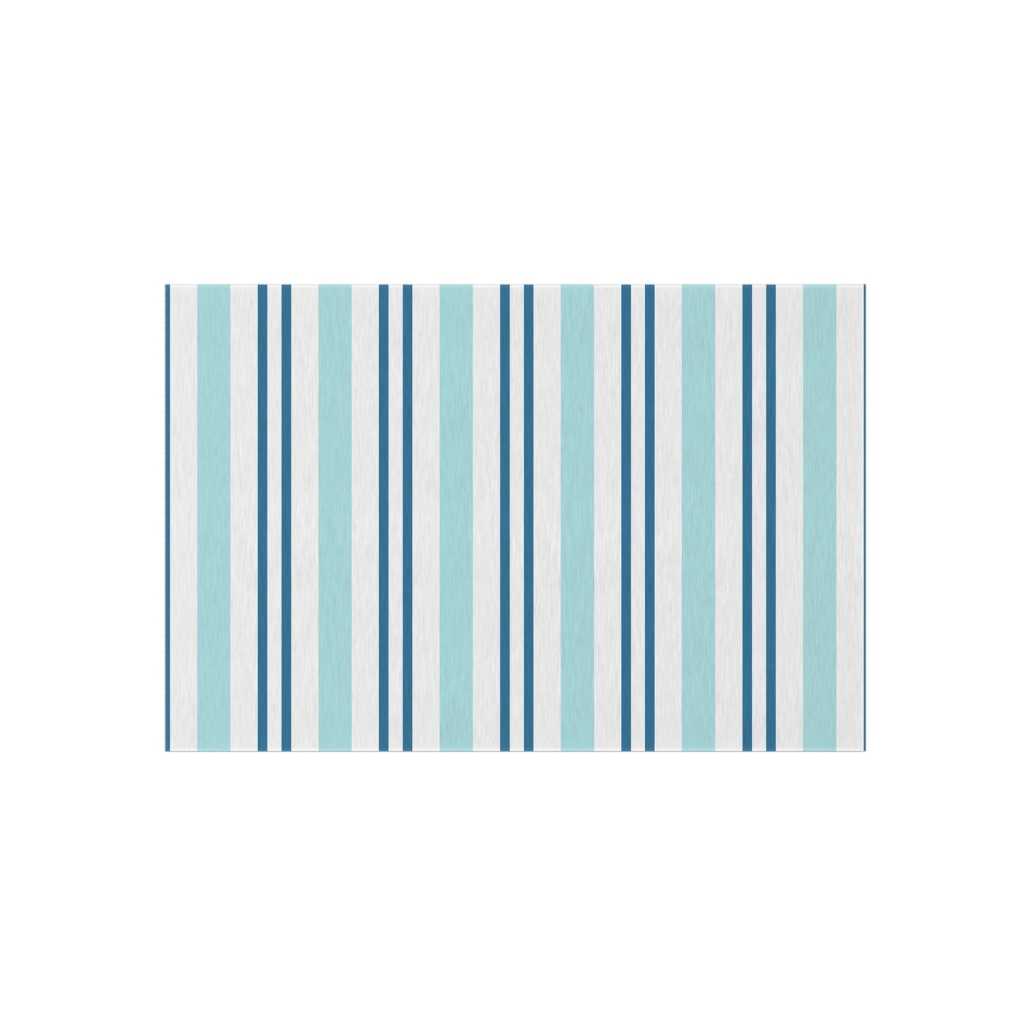 Blue White Striped Coastal Pattern Outdoor Rug | Patio Mat