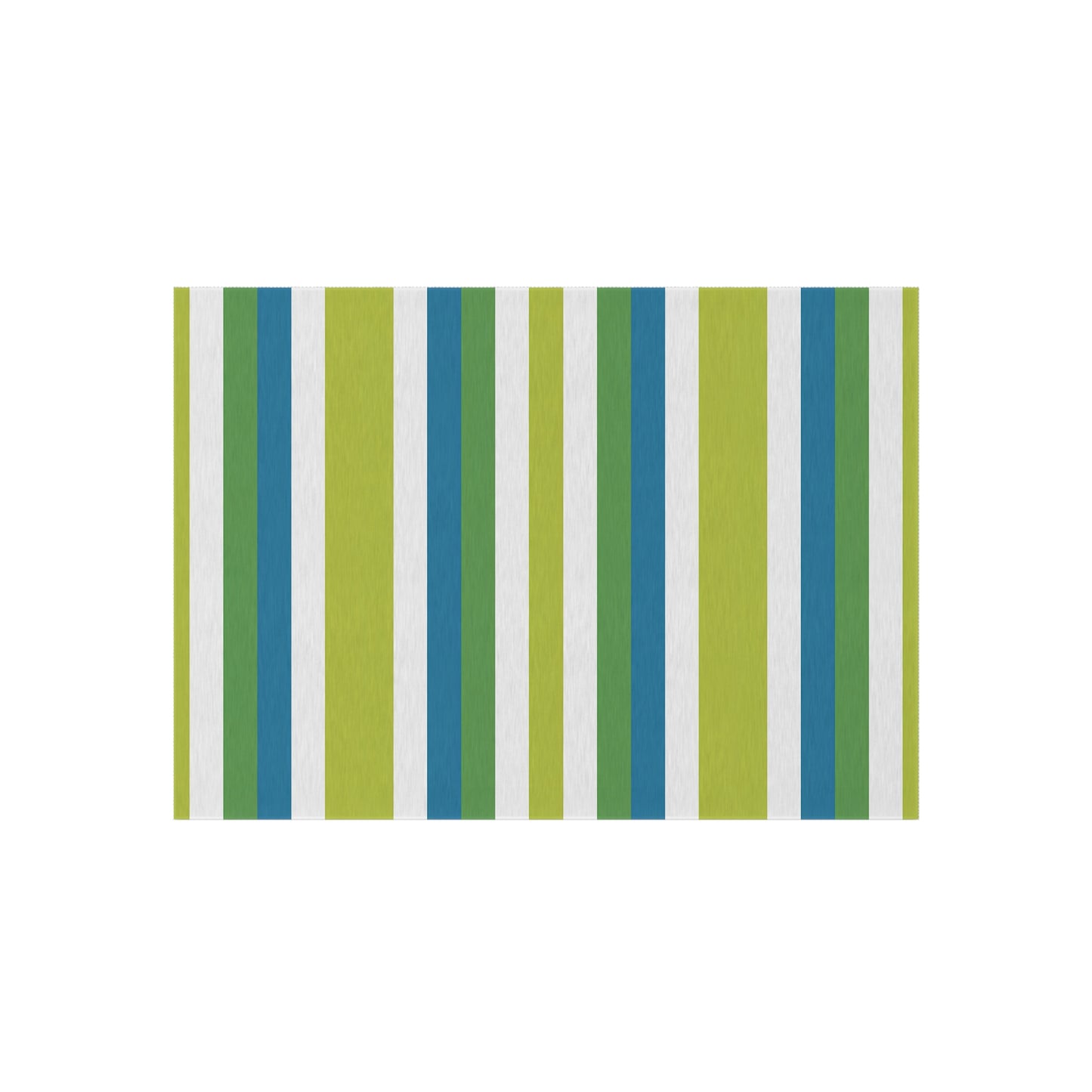 Blue Green Stripe Outdoor/Indoor Rug | Patio Mat, Weatherproof Porch Rug