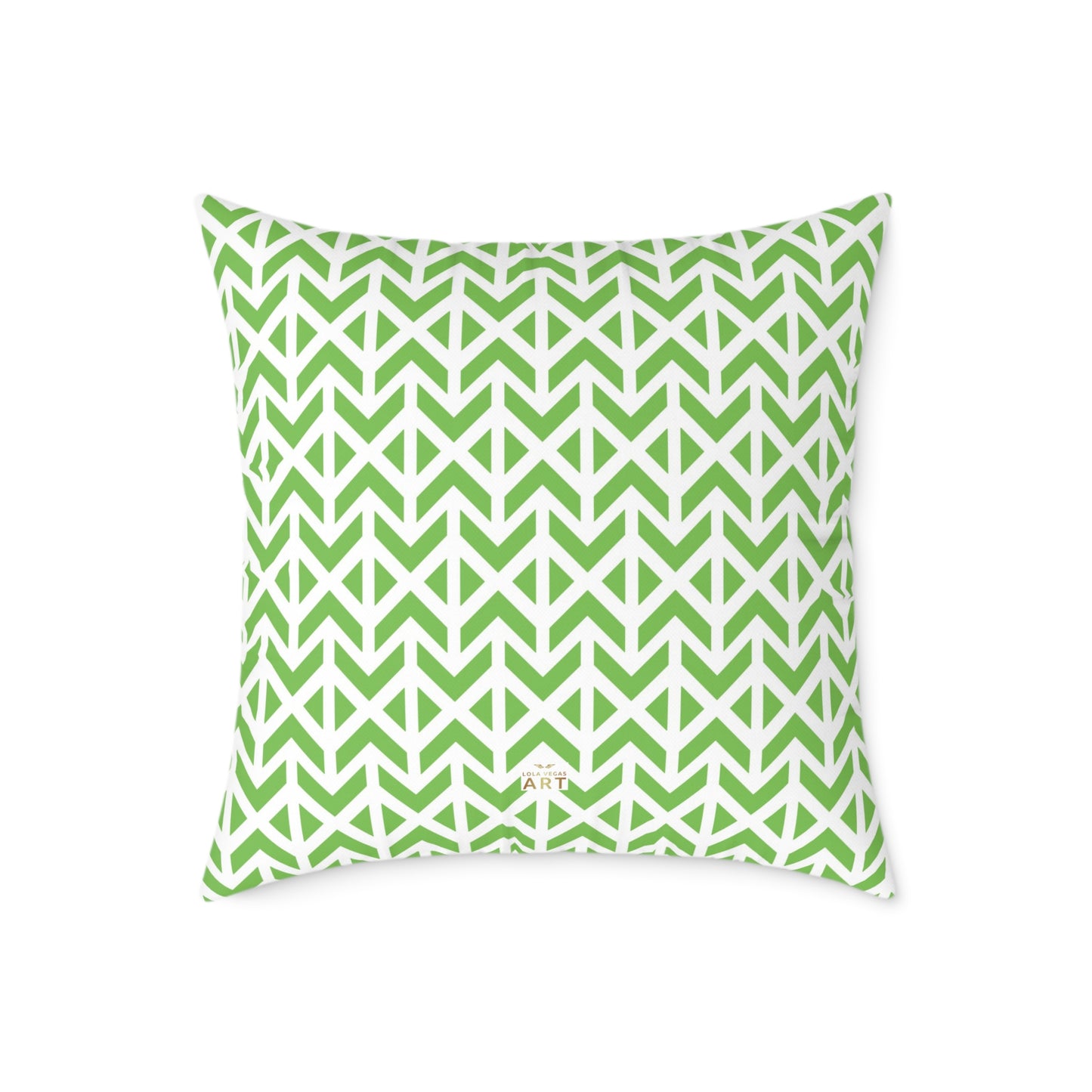 Green Geometric Arrow Pattern Pillow | Square Poly Canvas Pillow