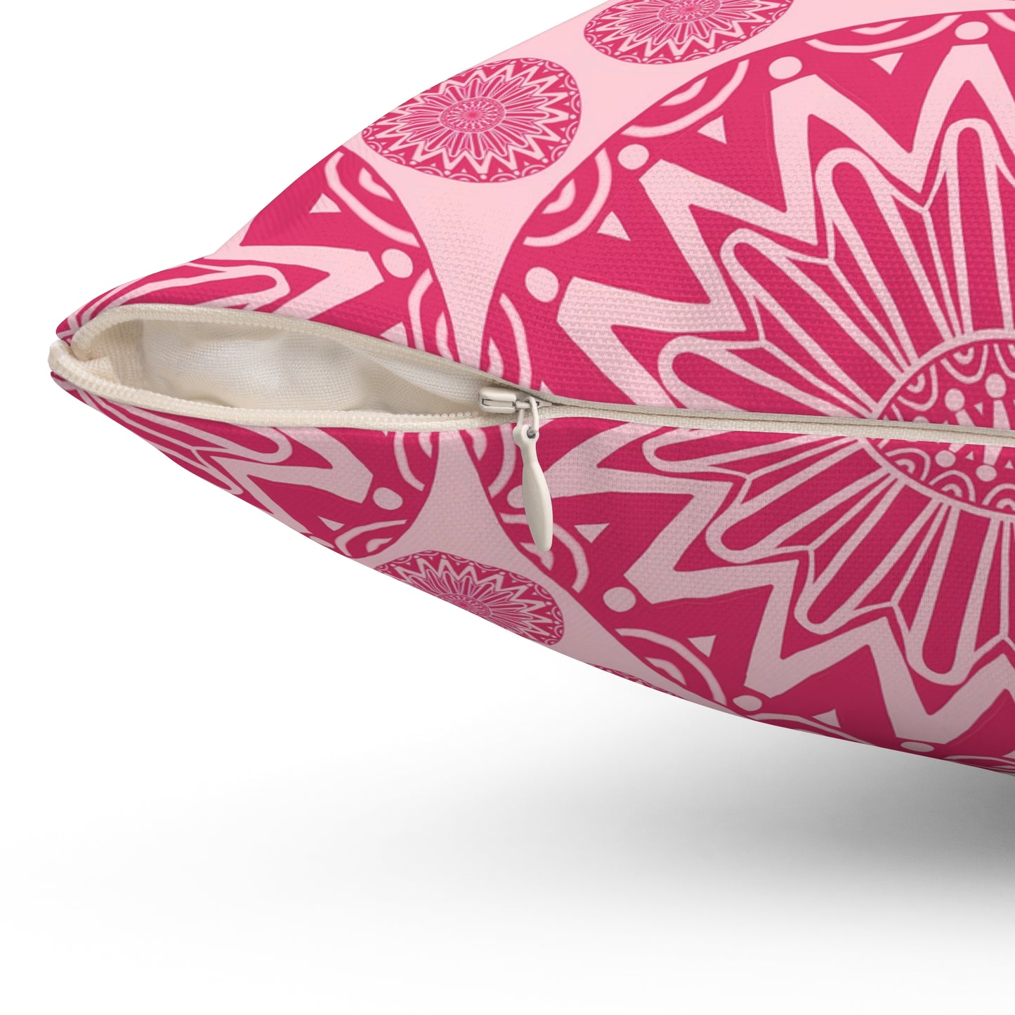 Vibrant Pink Mandala Pillow, Boho Decor Cushion, Home Throw Pillow, Gift for Her, Living Room Accent - LOLA VEGAS ART