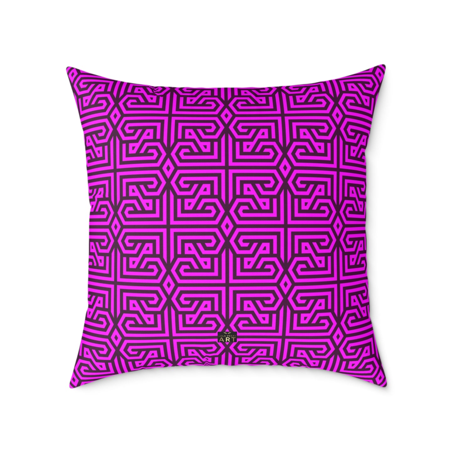 Geometric Maze Pattern Square Pillow | Purple Labyrinth Throw Pillow