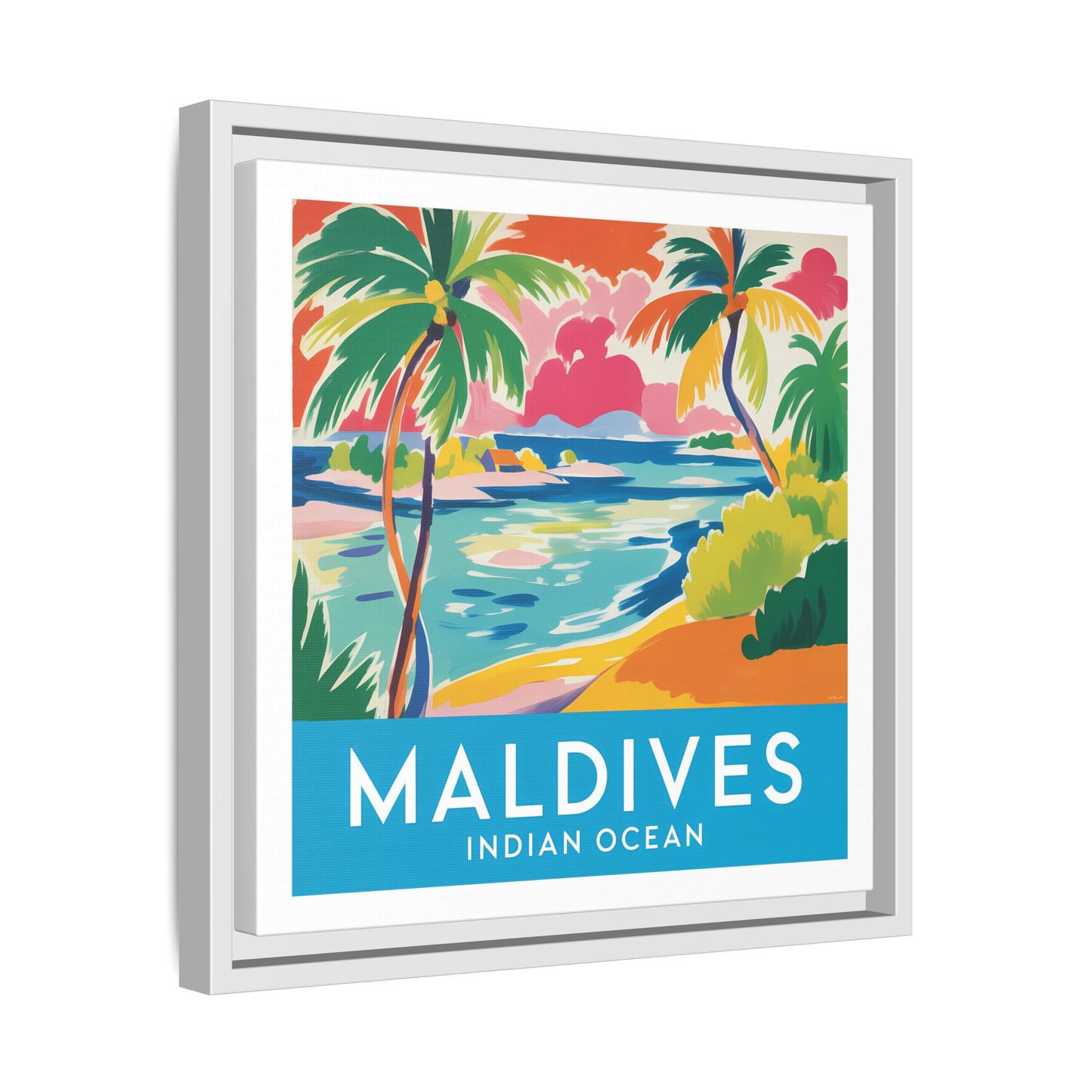 Maldives Beach Art Matte Canvas Framed | Tropical Island Wall Art