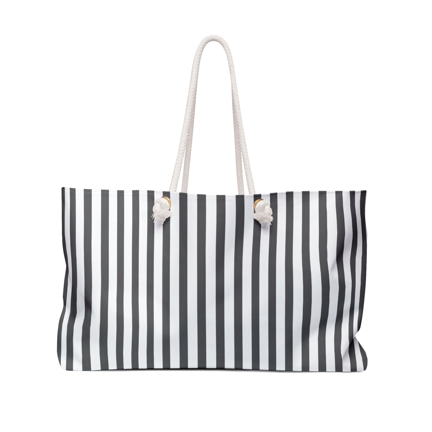 Dark Gray Stylish Striped Weekender Bag for Travel, Beach, Gym, Overnight, Eco-Friendly Tote, Coastal Bag, Preppy Tote Bag