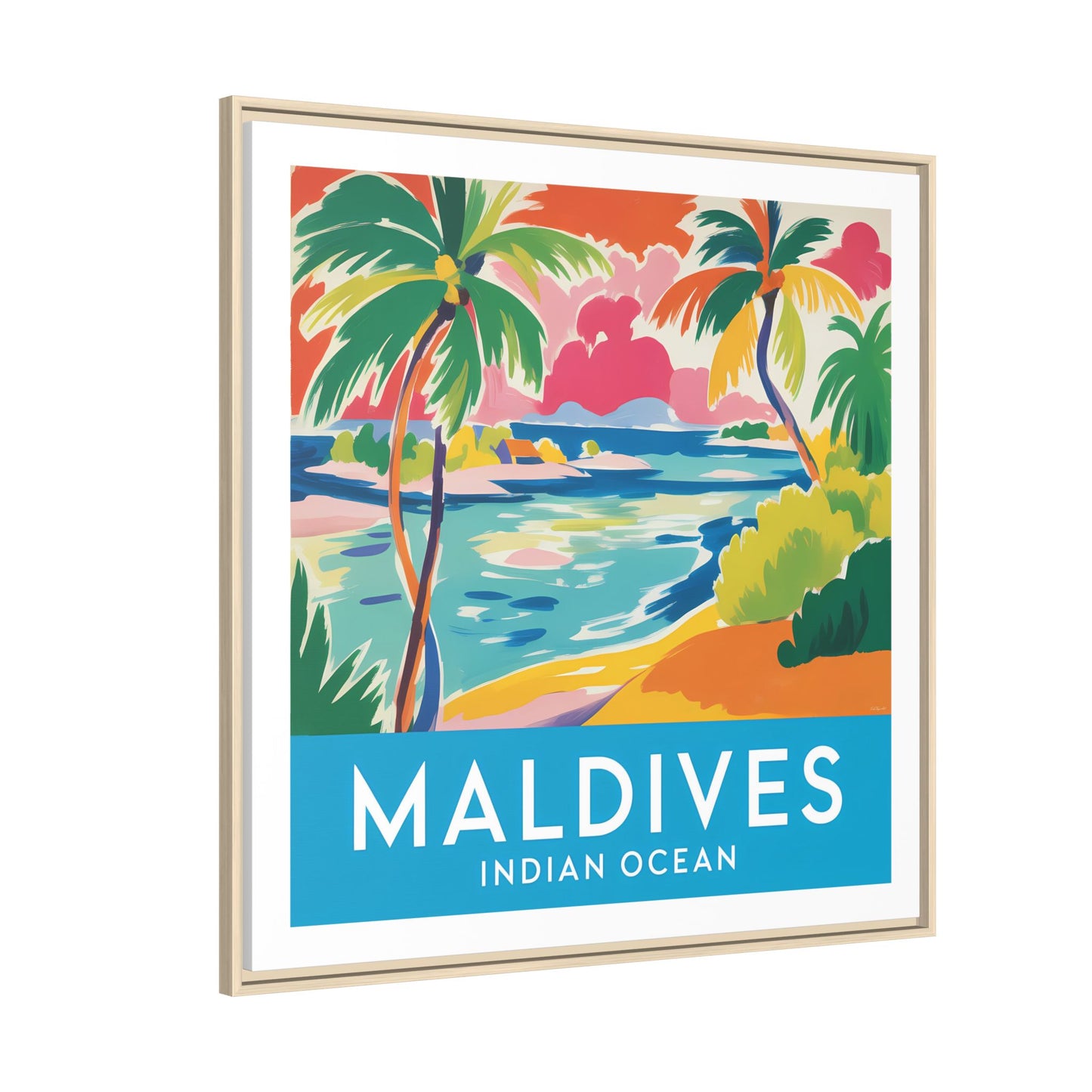 Maldives Beach Art Matte Canvas Framed | Tropical Island Wall Art