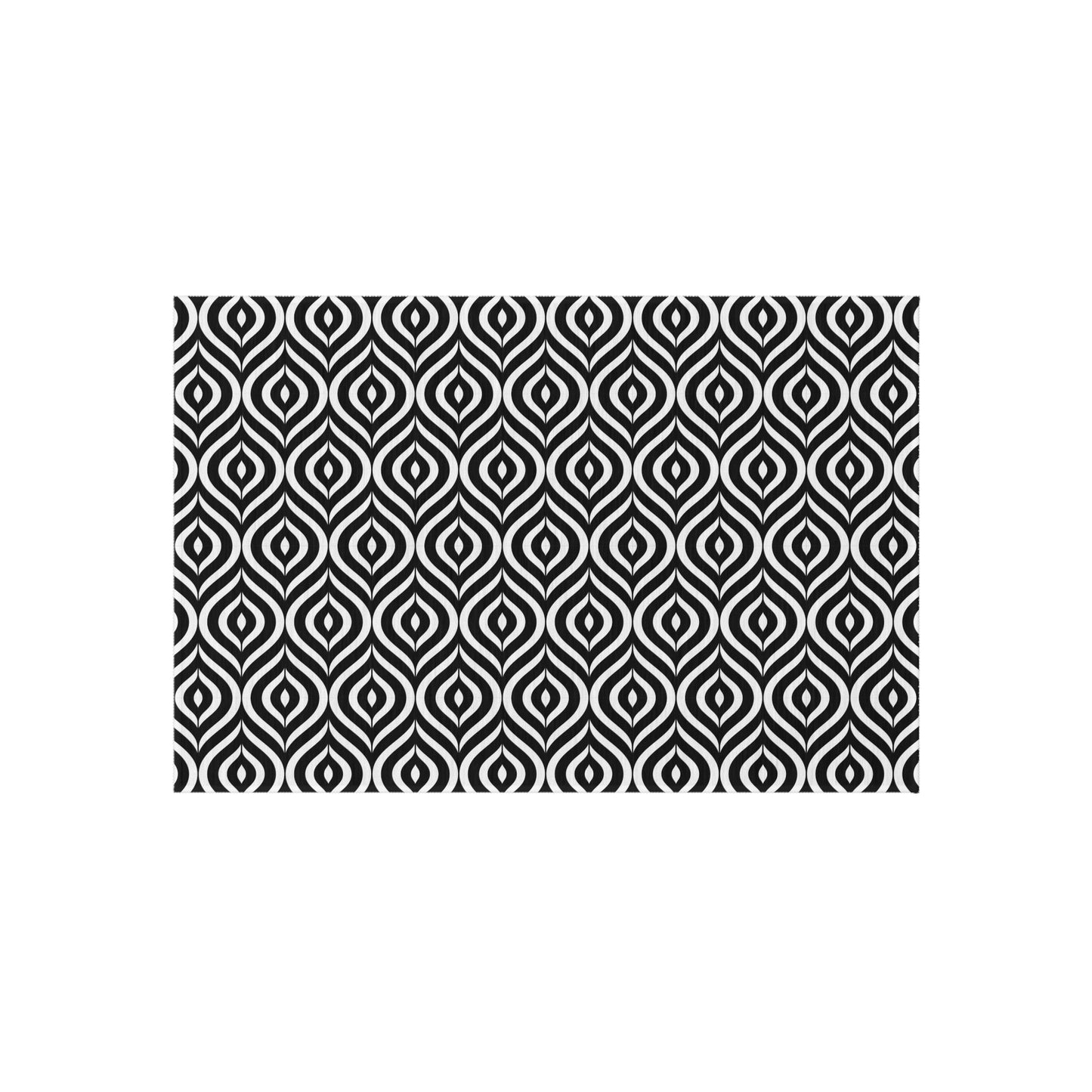 Geometric Black White Pattern Outdoor/Indoor Rug | Waterproof Patio Mat
