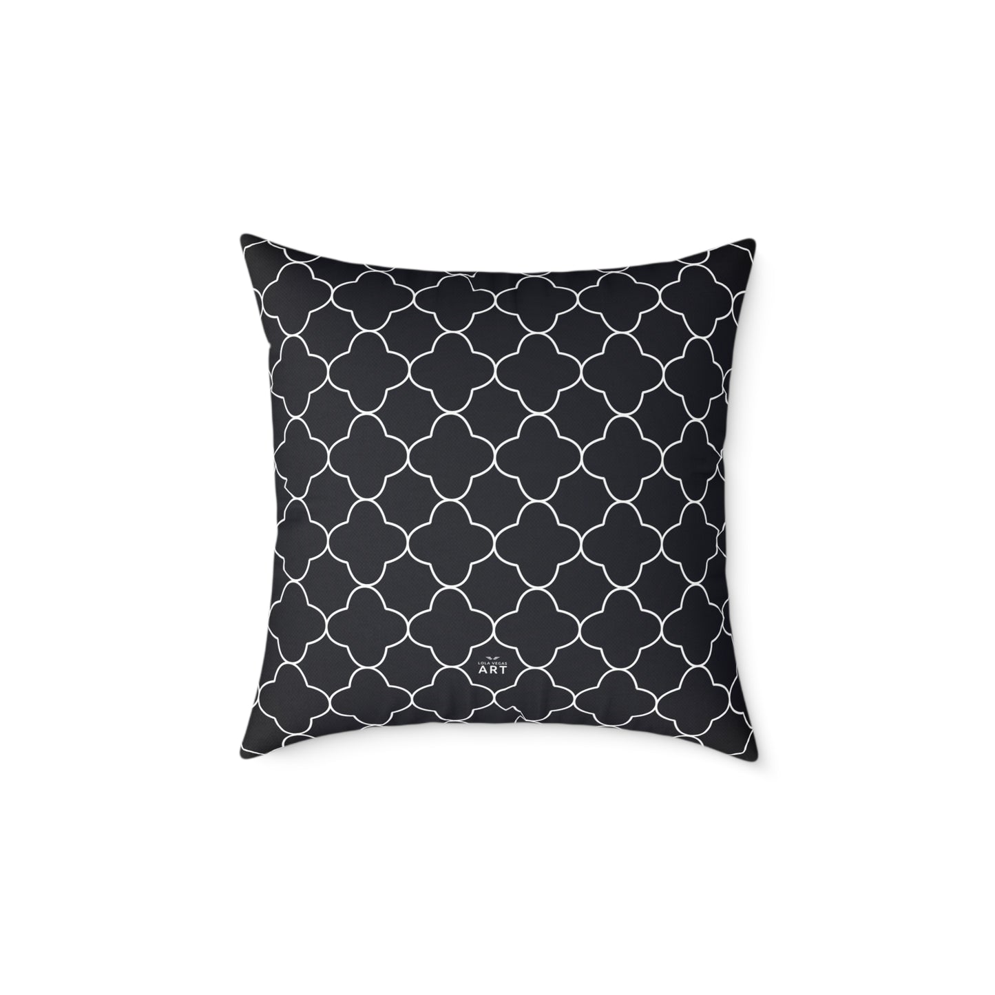 Black and White Moroccan Trellis Pattern Square Pillow | Geometric Throw Pillow