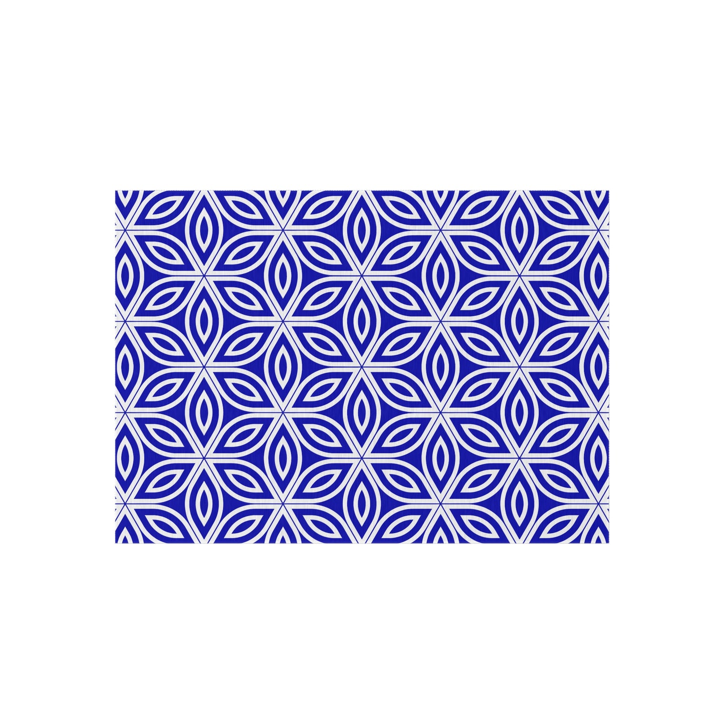 Royal Blue Geometric Floral Pattern Outdoor/Indoor Rug | Blue Petal Tile Design