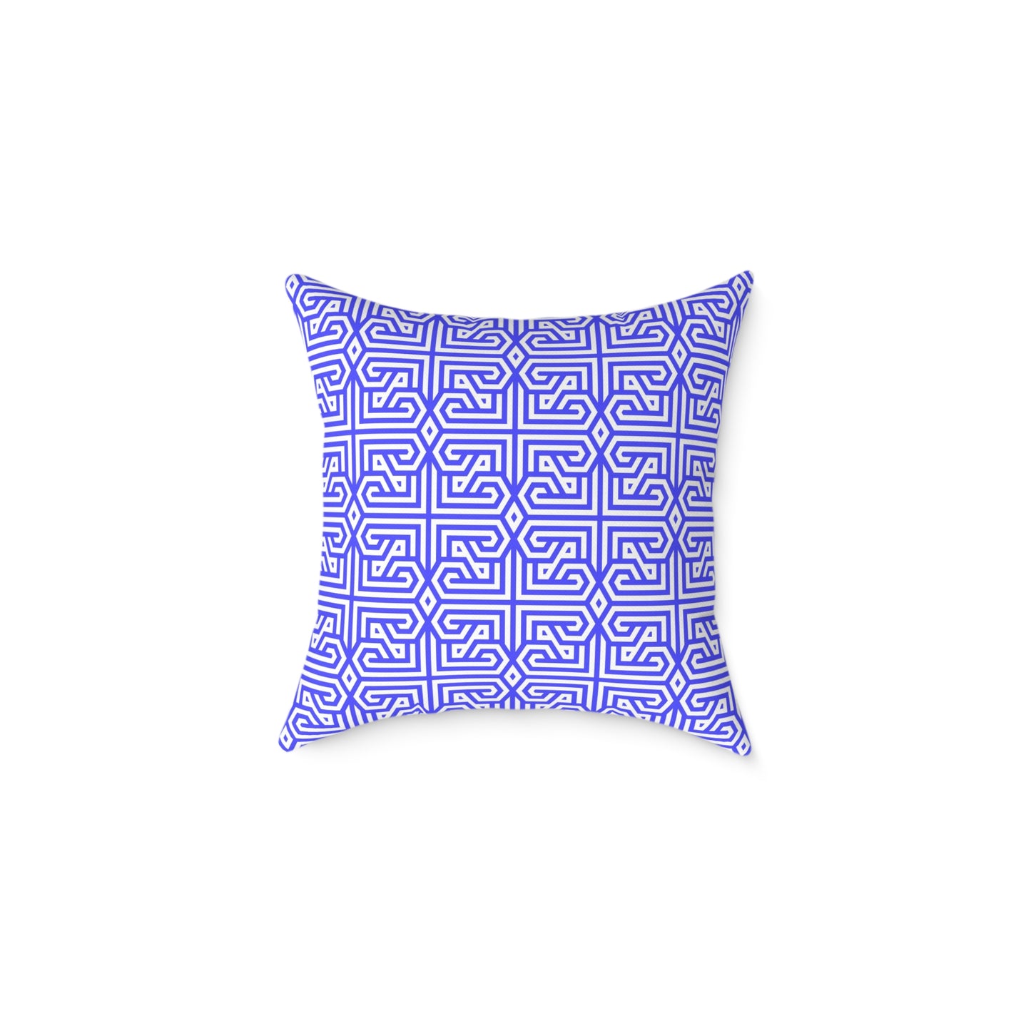 Geometric Greek Key Pattern Periwinkle Pillow | Square Canvas Throw Pillow, Modern Home Decor, Accent Cushion, Gift for Her, Boho Style,