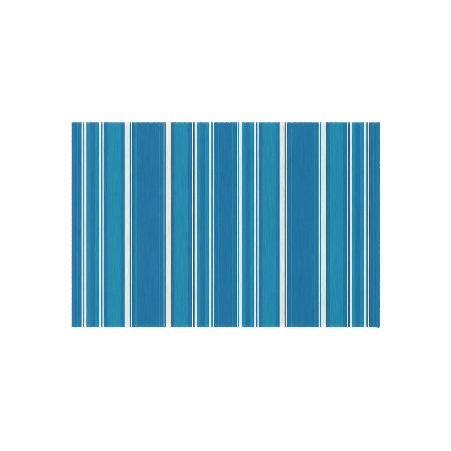 Blue Stripe Outdoor/Indoor Rug | Patio Mat, Coastal Striped Porch Rug