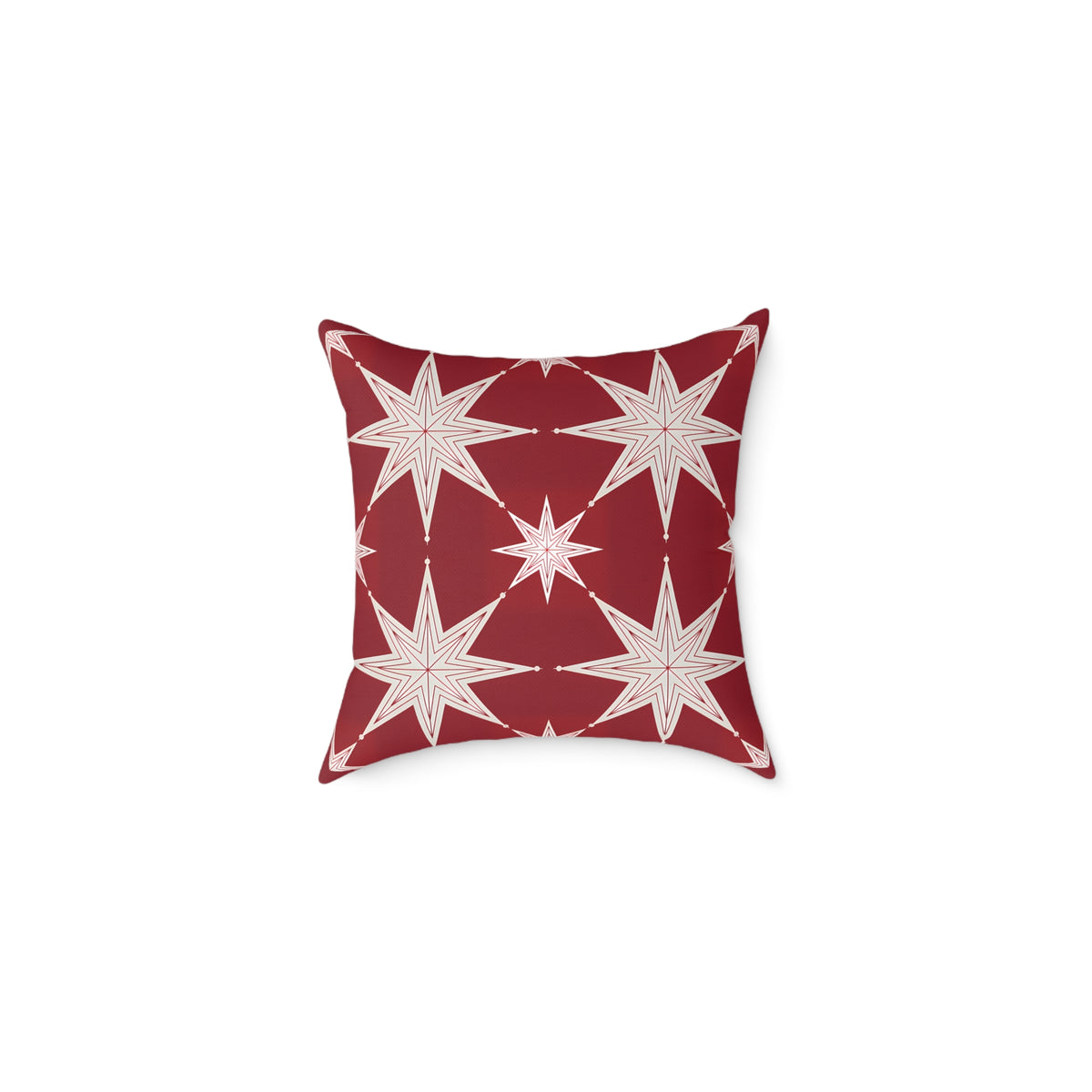 Ivory Starburst Pattern Square Pillow | Red Holiday Throw Cushion