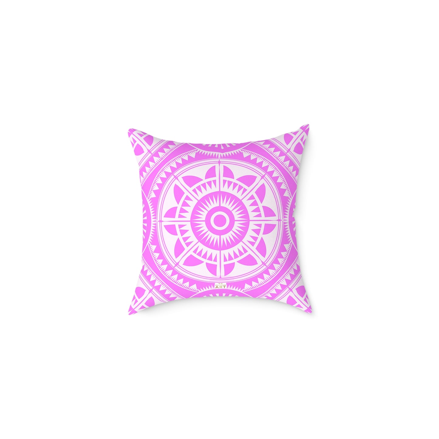 Bohemian Decorative Pink White Pillow, Cozy Home Accent, Mandala Throw Cushion, Gift for Her, Boho Chic Interior