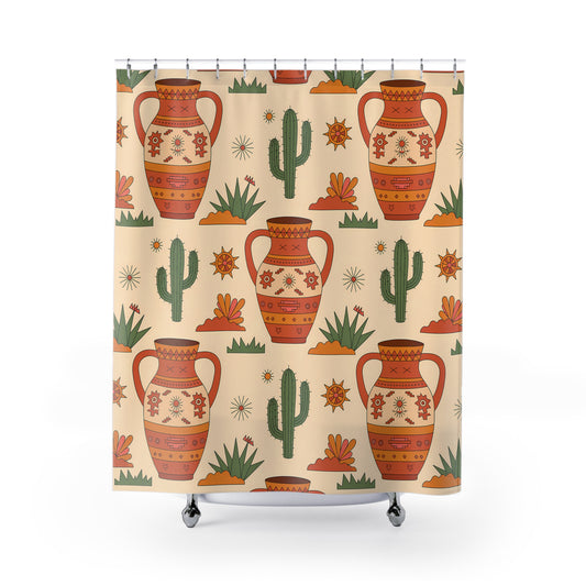 Boho Chic Shower Curtains, Southwestern Decor, Bathroom Accessories, Gift for Housewarming, Ethnic Style Home Decor - LOLA VEGAS ART