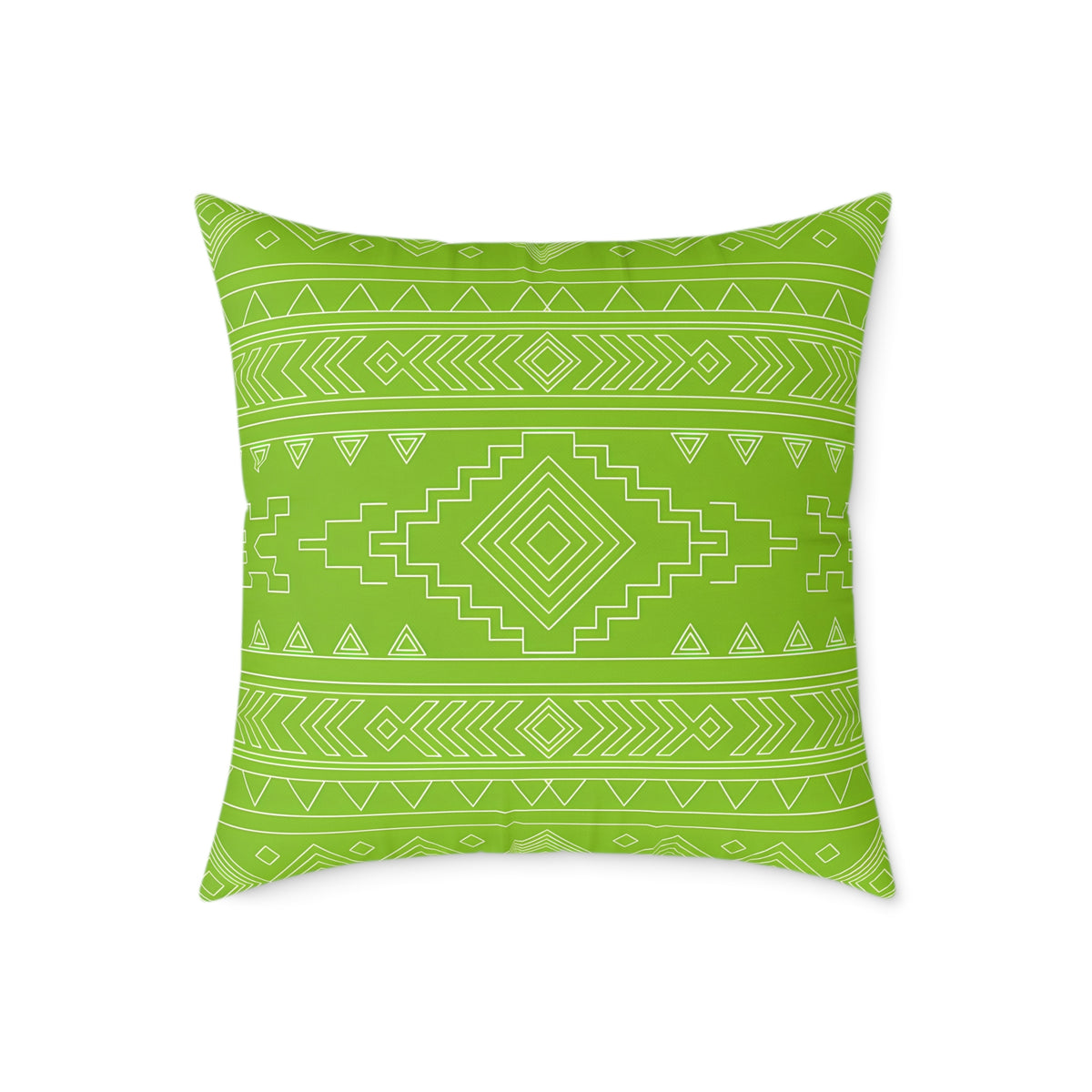 Lime Aztec Pattern Square Pillow | Poly Canvas Pillow