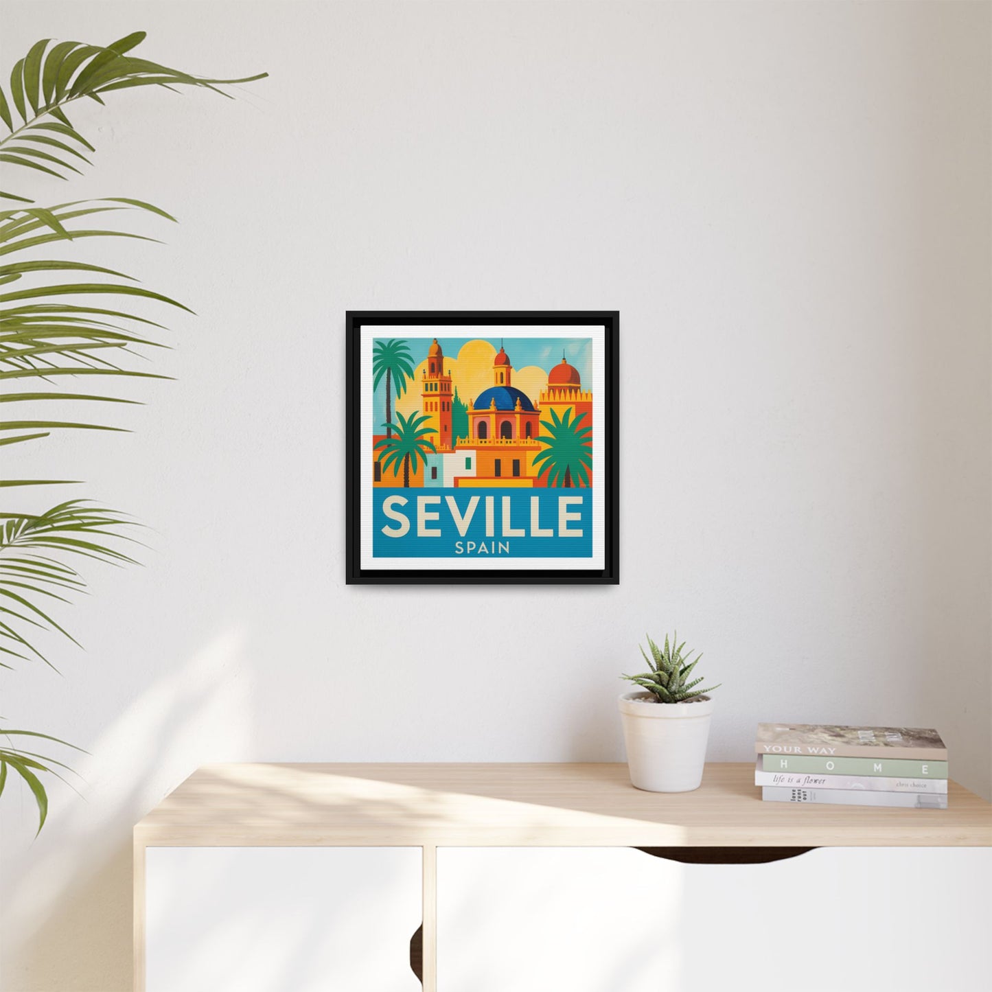 Seville Spain Vintage Travel Look Matte Canvas Wall Art Framed