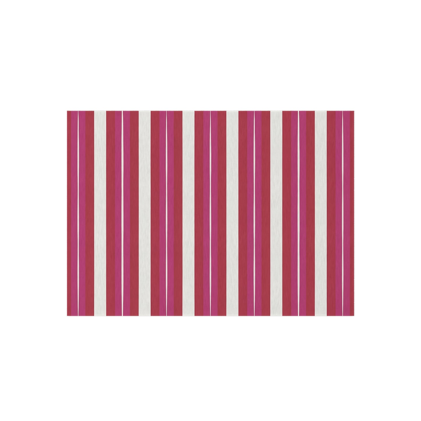 Red Pink White Stripe Outdoor Rug | Patio Floor Mat, Weatherproof Stripe Design