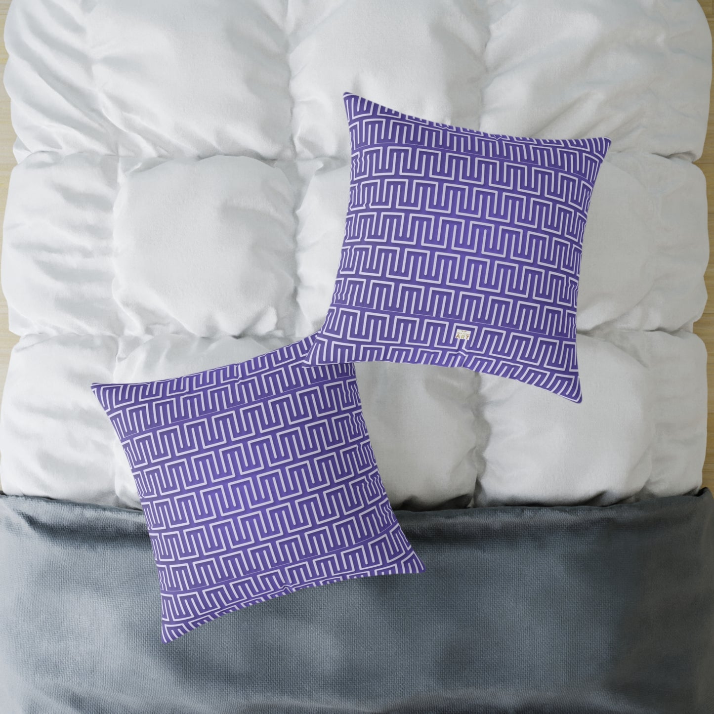 Geometric Maze Pattern Pillow | Purple Greek Key Throw Pillow