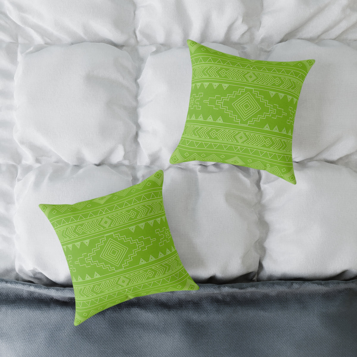 Lime Aztec Pattern Square Pillow | Poly Canvas Pillow