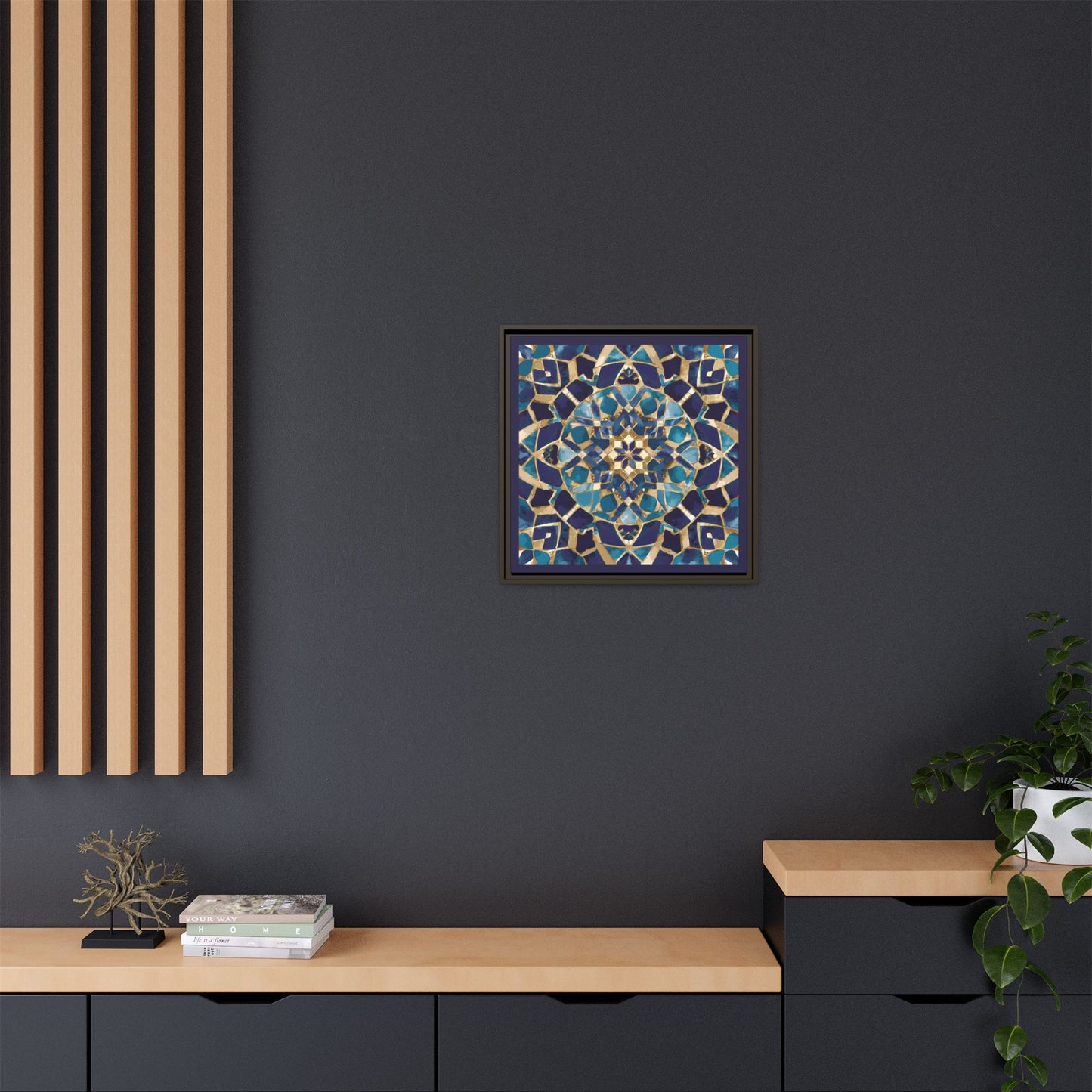 Framed Blue Moroccan Mosaic Wall Art — Matte Canvas Print