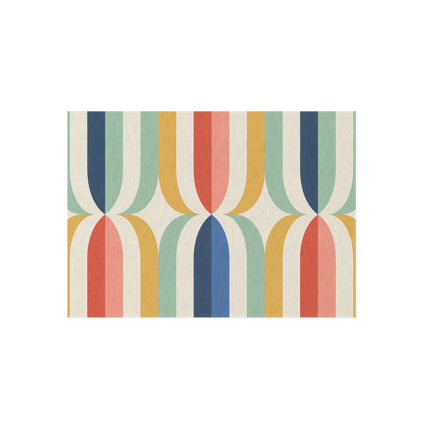Mid Century Rainbow Arch Outdoor/Indoor Rug | Retro Geometric Patio Mat