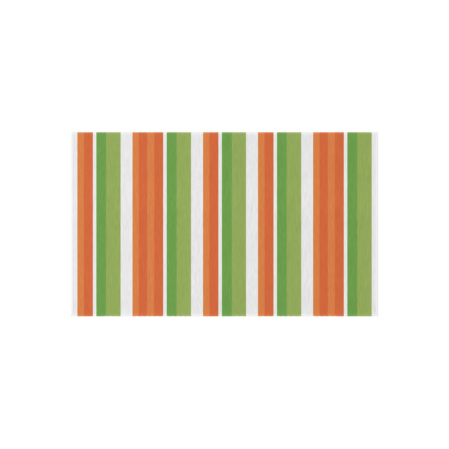 Green Orange White Stripe Outdoor/Indoor Rug | Patio Mat, Weather-Resistant