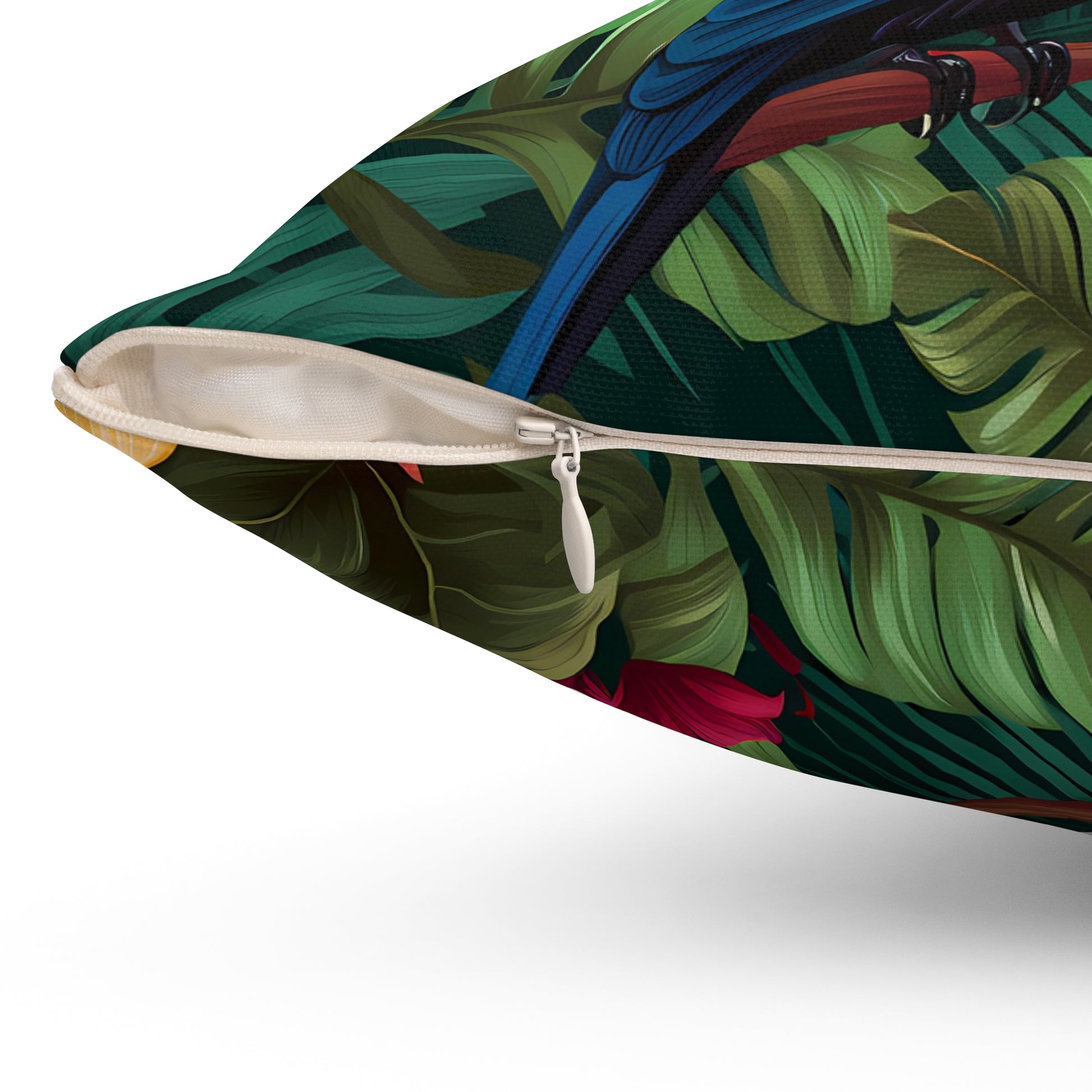 Tropical Toucan Pillow, Colorful Home Decor, Jungle Pillow, Indoor Cushion, Nature-Inspired Gift, Tropical Vibe Decor, Floral Design - LOLA VEGAS ART