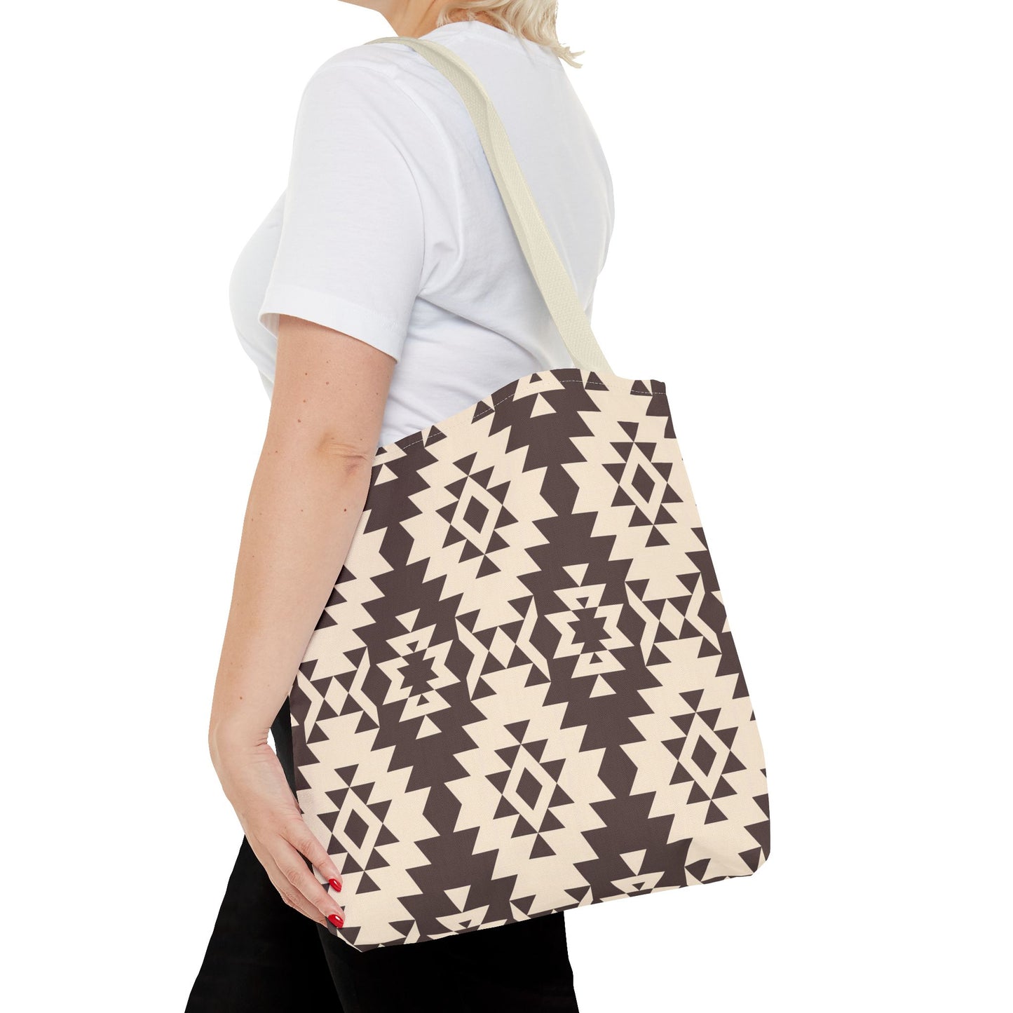 Chic Brown Geometric Tote Bag, Ethnic Pattern Bag, Eco-Friendly Shopping Bag, Boho Style Carryall, Trendy Gift , Southwestern Pattern Bag