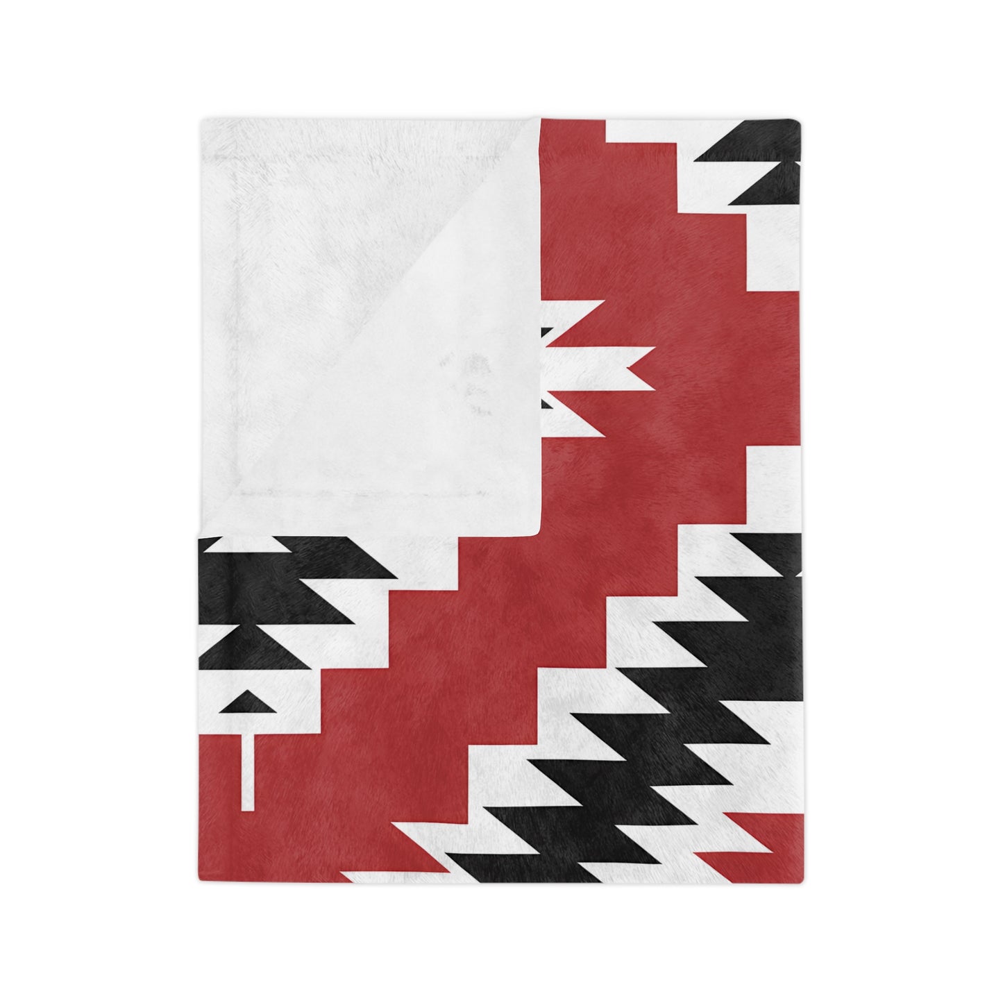 Southwest Diamond Aztec Velveteen Microfiber Blanket | Red Black Geometric