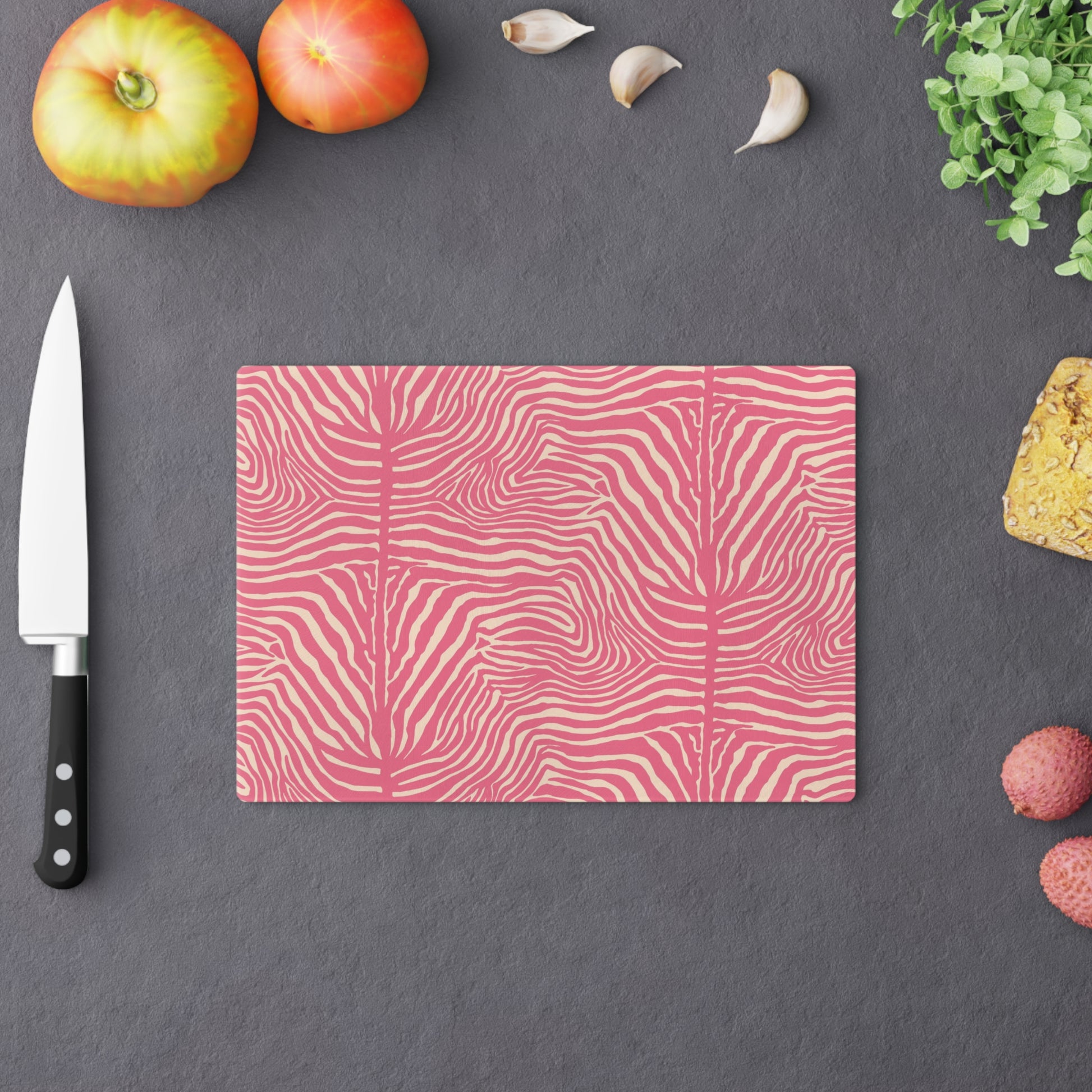 Stylish Pink Zebra Cutting Board - Fun Kitchen Decor, Gift for Chefs, Housewarming, Unique Cooking Essential, Trendy Kitchenware - LOLA VEGAS ART