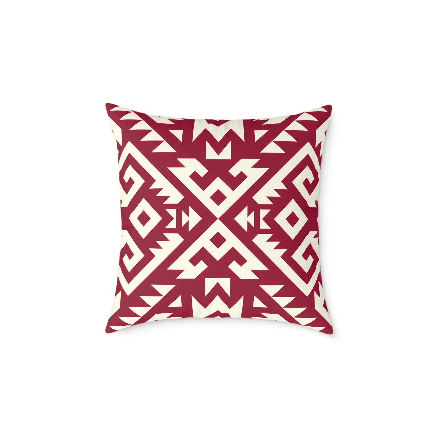 Burgundy Aztec Boho Geometric Pillow | Square Throw Pillow