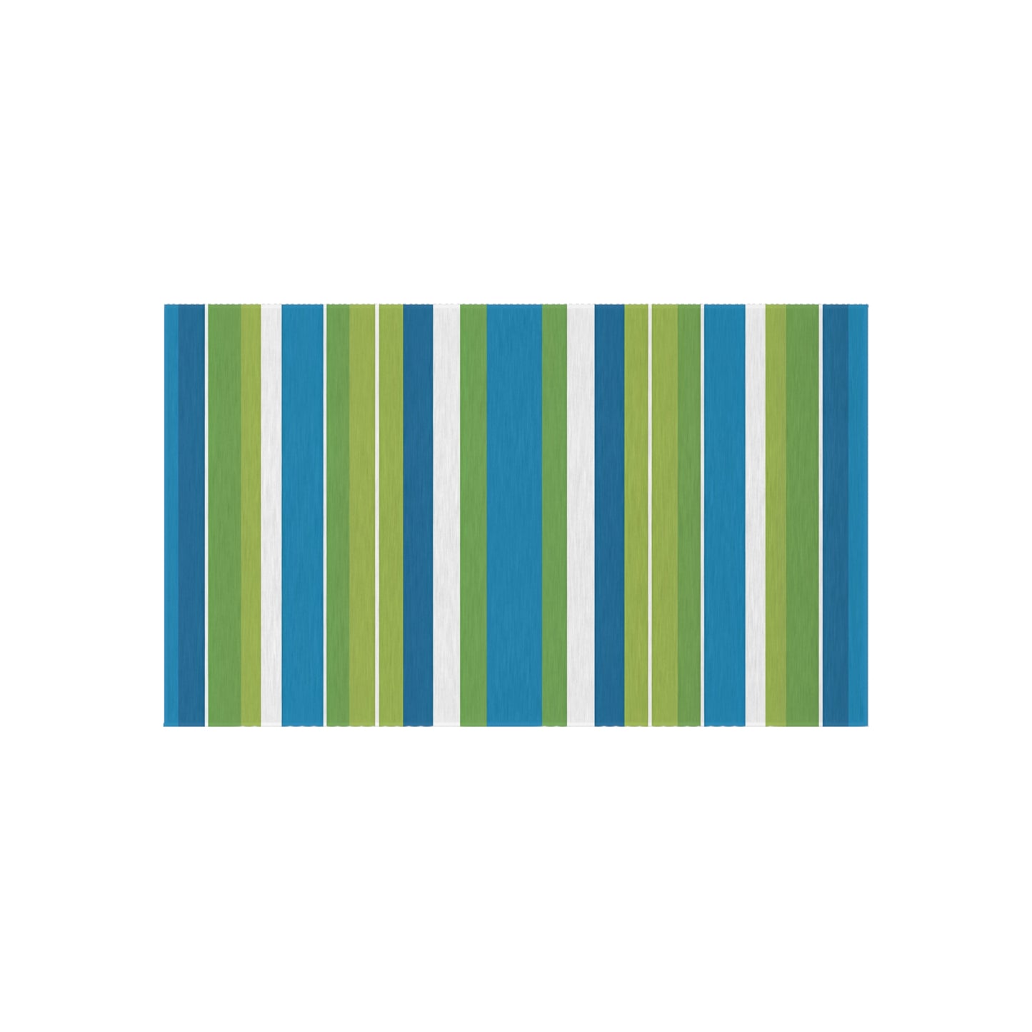 Blue Green Stripe Outdoor/Indoor Rug | Coastal Patio Floor Mat