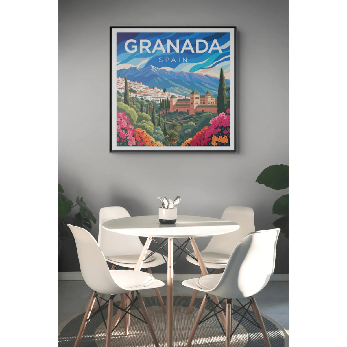 Granada Spain Vintage Travel Art Matte Canvas Framed