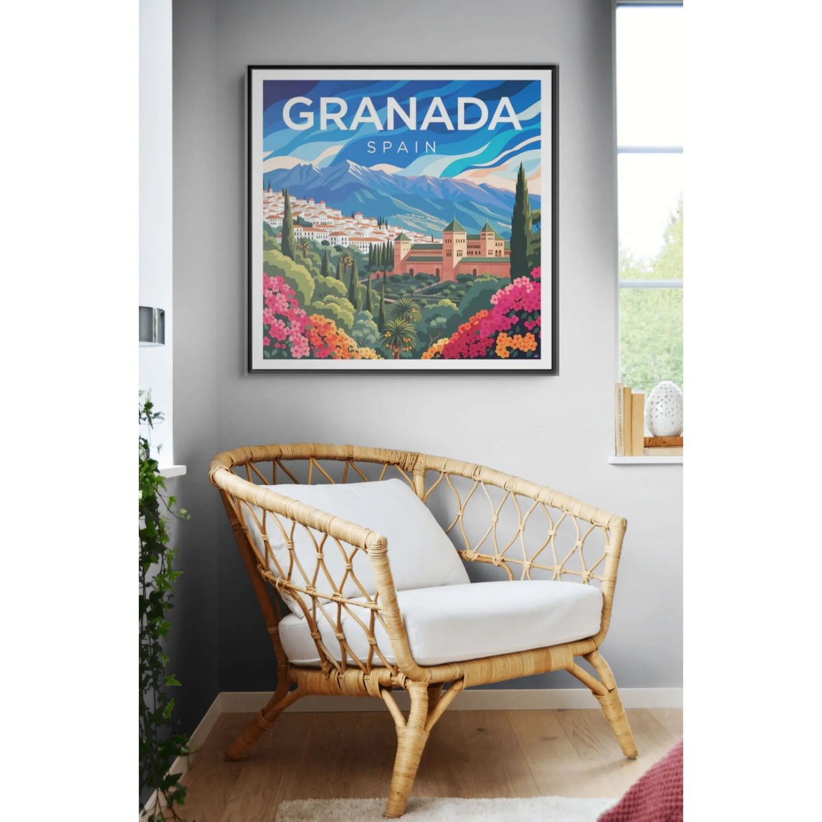 Granada Spain Vintage Travel Art Matte Canvas Framed