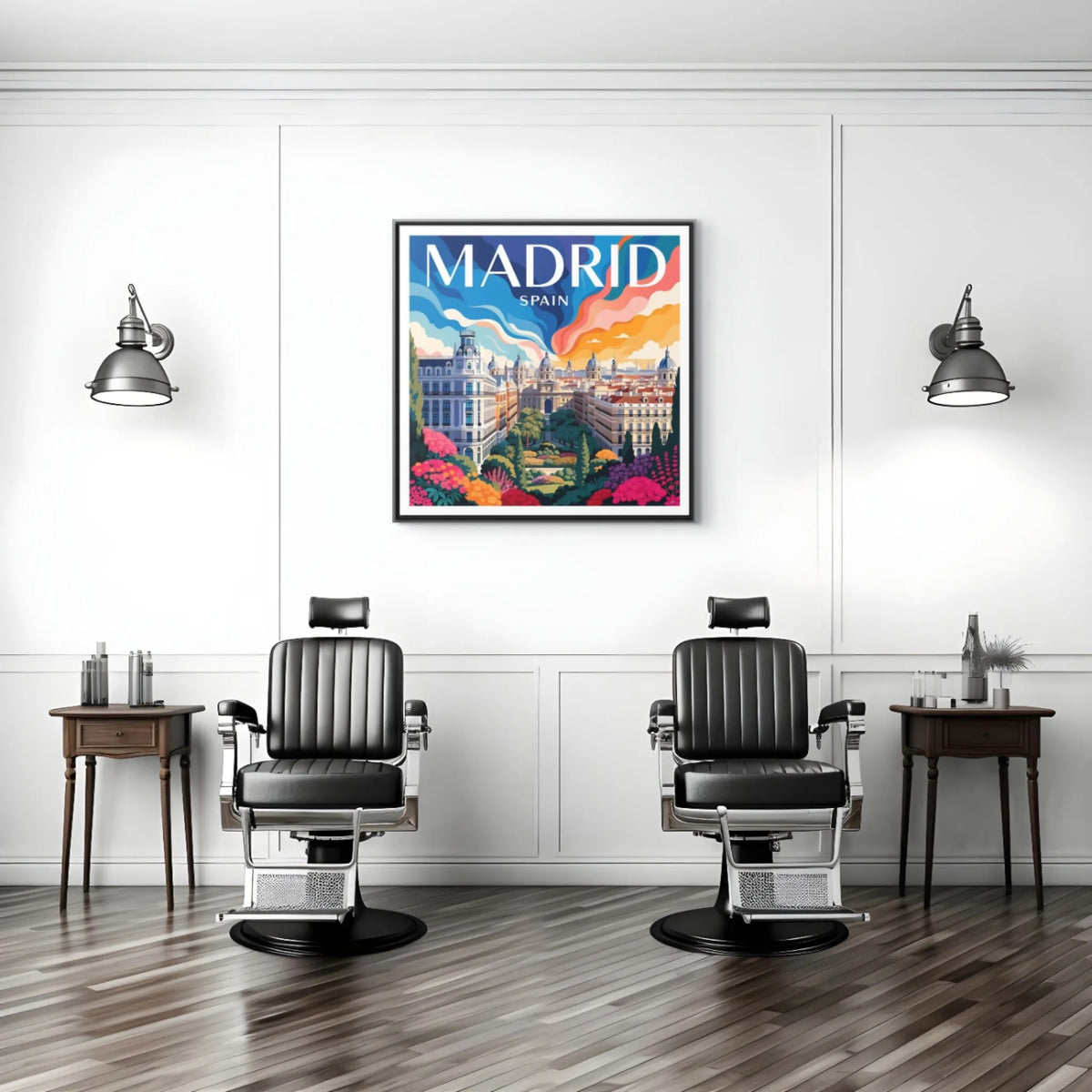 Madrid Spain Travel Art Matte Canvas Framed | Cityscape Wall Art