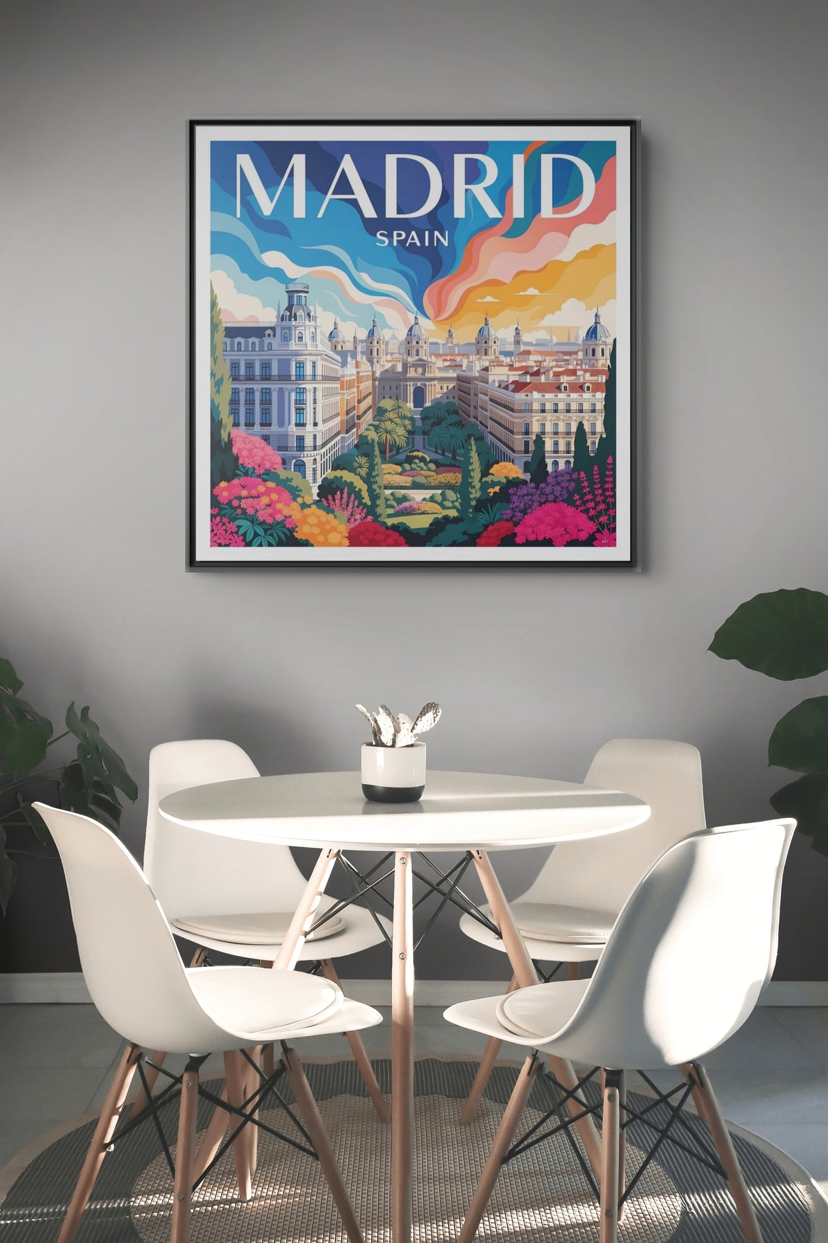 Madrid Spain Travel Art Matte Canvas Framed | Cityscape Wall Art