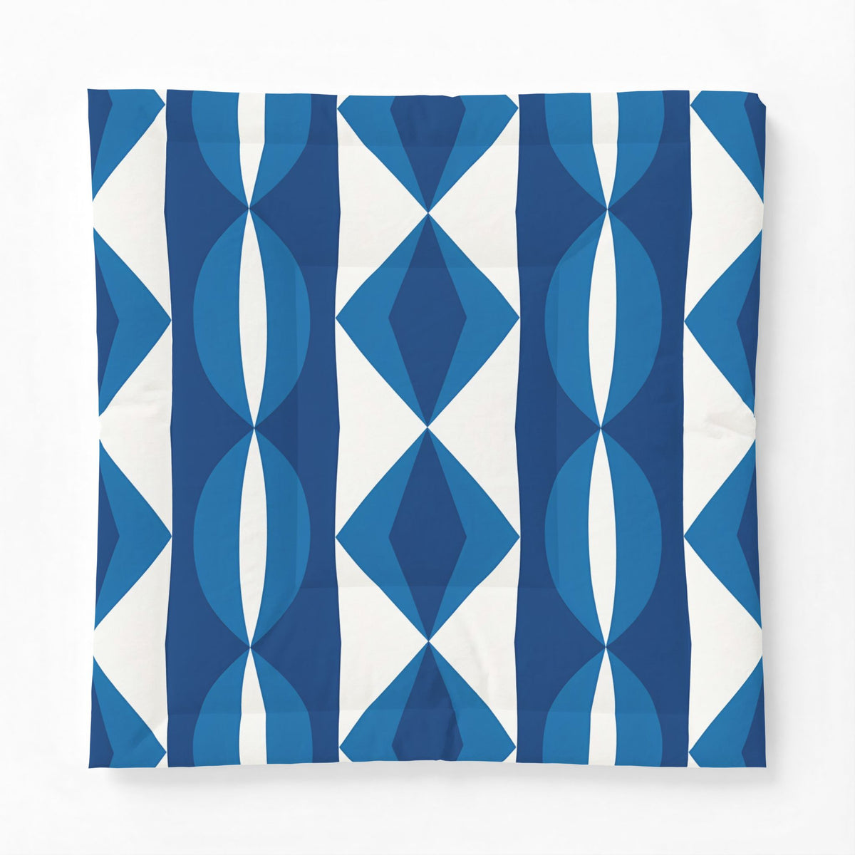 Blue Geometric Diamond Pattern Cotton Comforter | Modern Ikat Bedding
