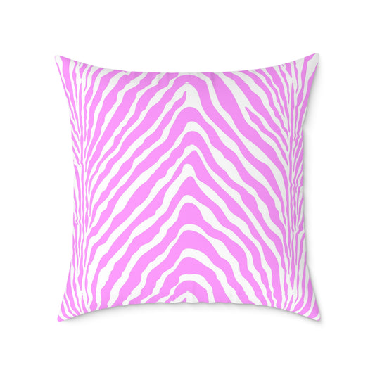 Pink White Zebra Stripe Square Pillow | Animal Print Home Decor