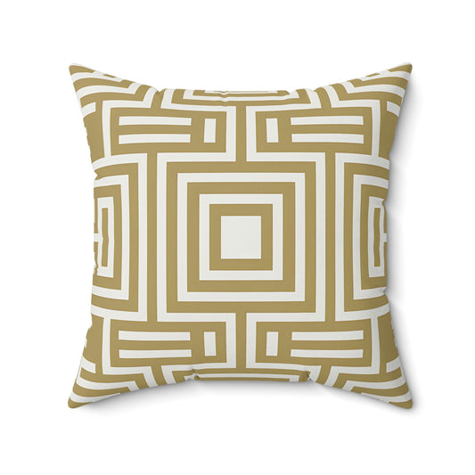 Tan and White Geometric Patterned Pillow, Decorative Cushion, Modern Home Decor, Gift for Homeowners, Stylish Throw Pillow
