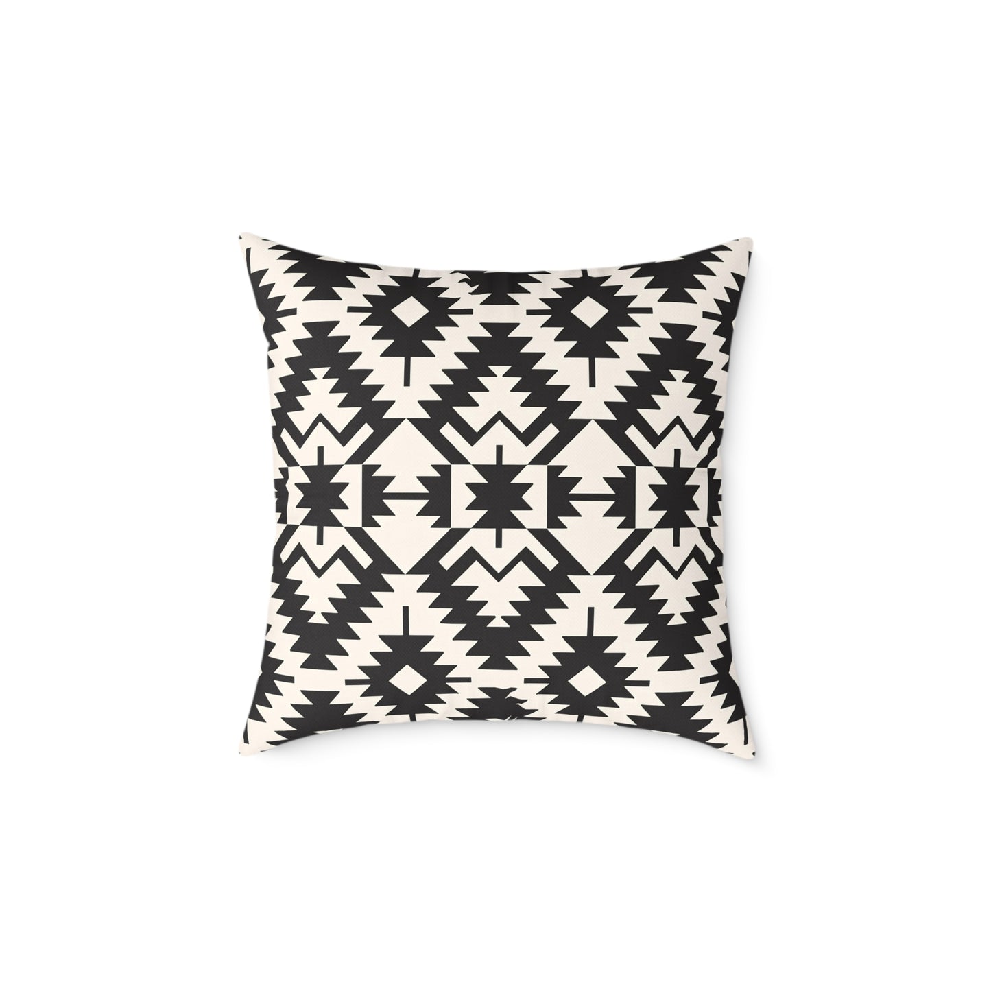 Black and White Aztec Geometric Square Pillow | Tribal Pattern Throw Pillow