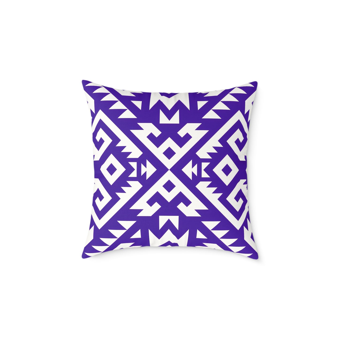 Geometric Boho Aztec Pattern Square Pillow | Purple White Tribal Throw Pillow