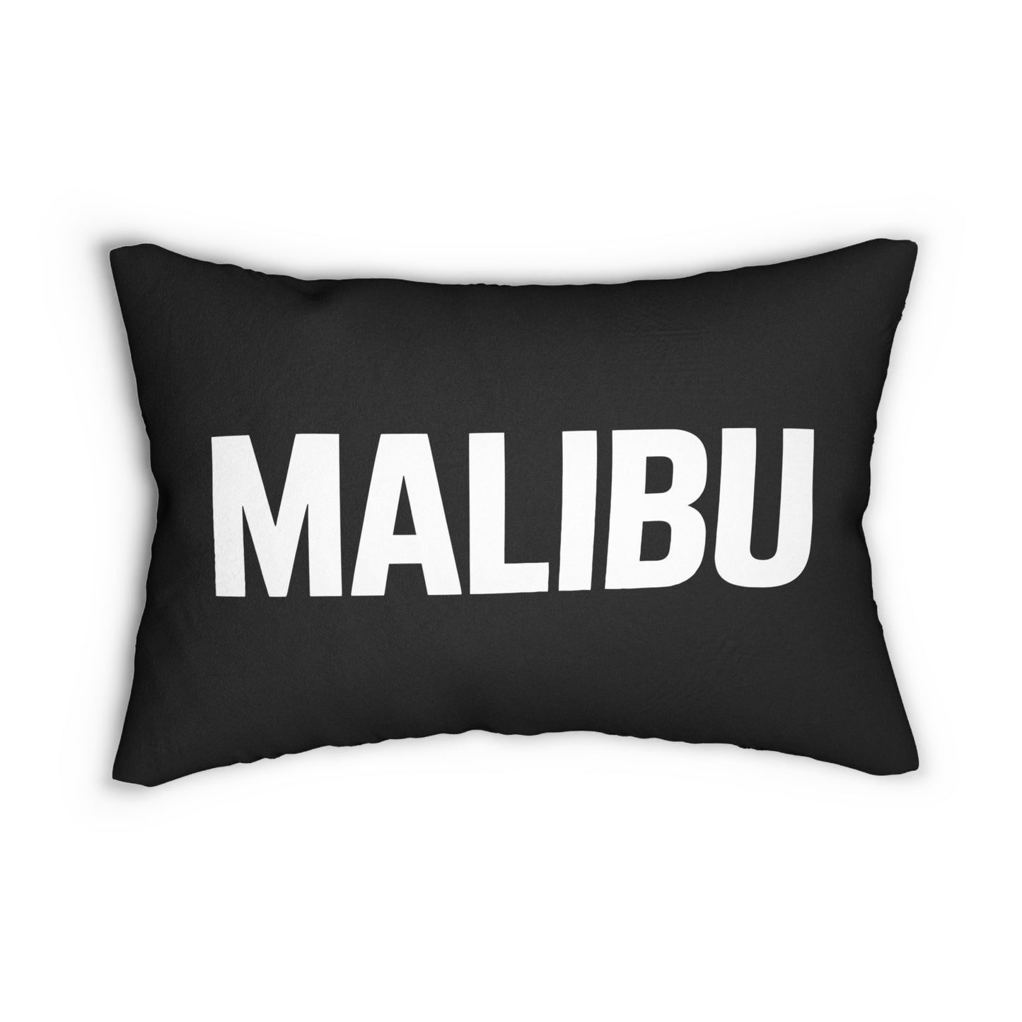 Malibu Text Lumbar Pillow Black White Beach Town Decor