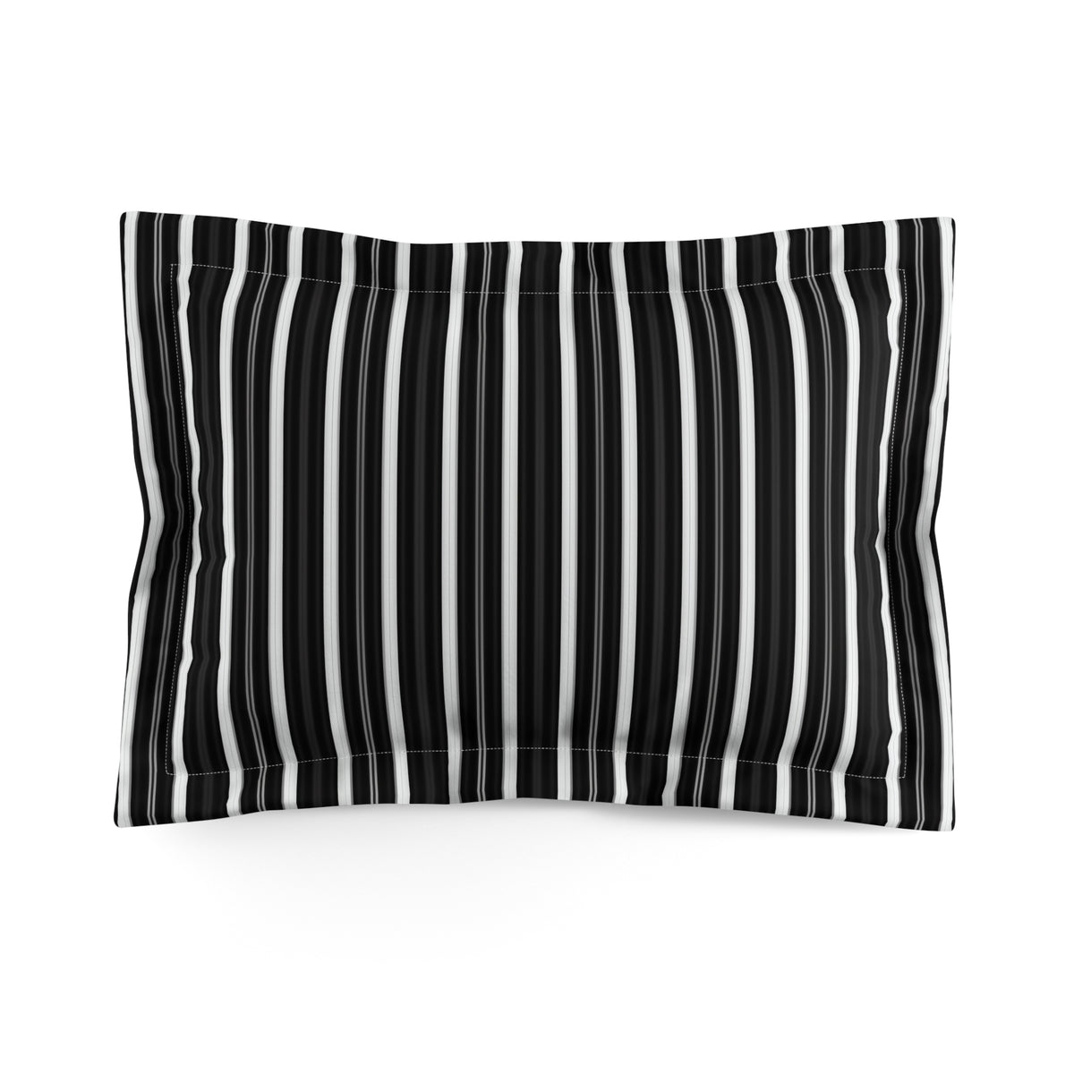 Black and White Vertical Stripes Microfiber Pillow Sham | Modern Monochrome Bedding