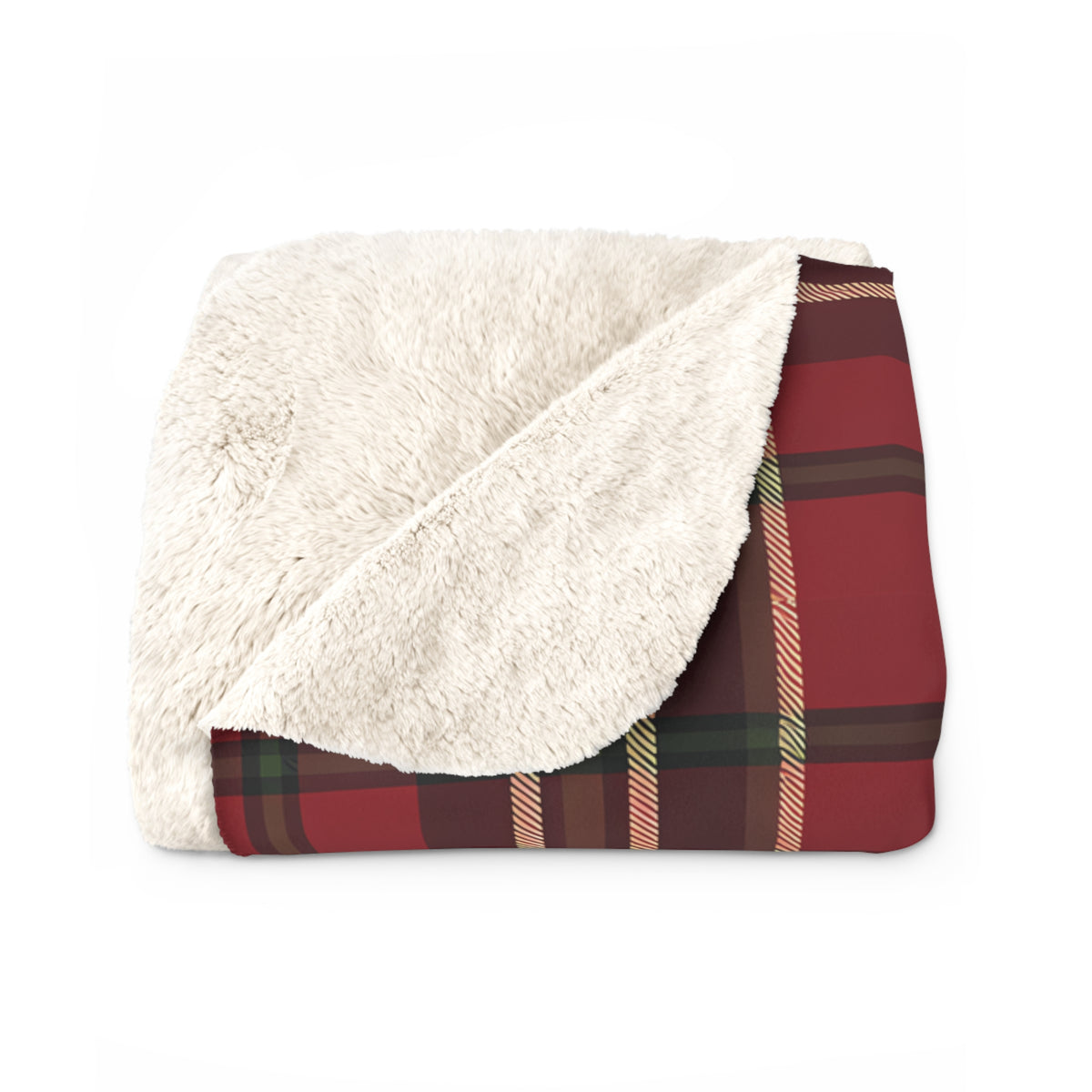 Red Plaid Tartan Sherpa Blanket | Cozy Holiday Throw