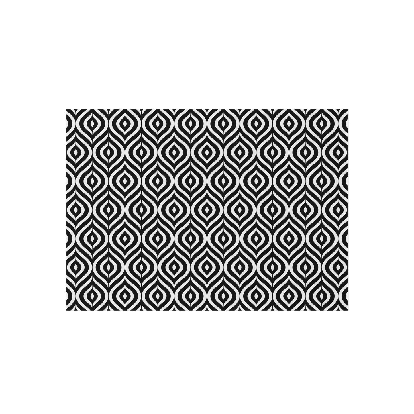 Geometric Black White Pattern Outdoor/Indoor Rug | Waterproof Patio Mat