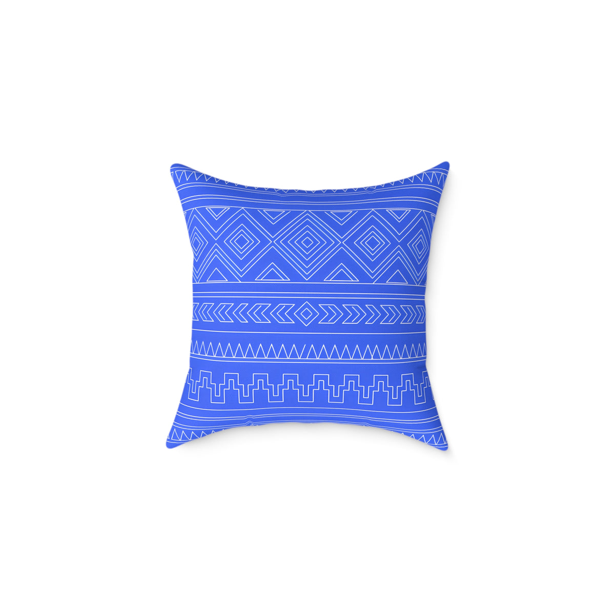 Blue Aztec Pattern Square Pillow | Geometric Tribal Throw Pillow
